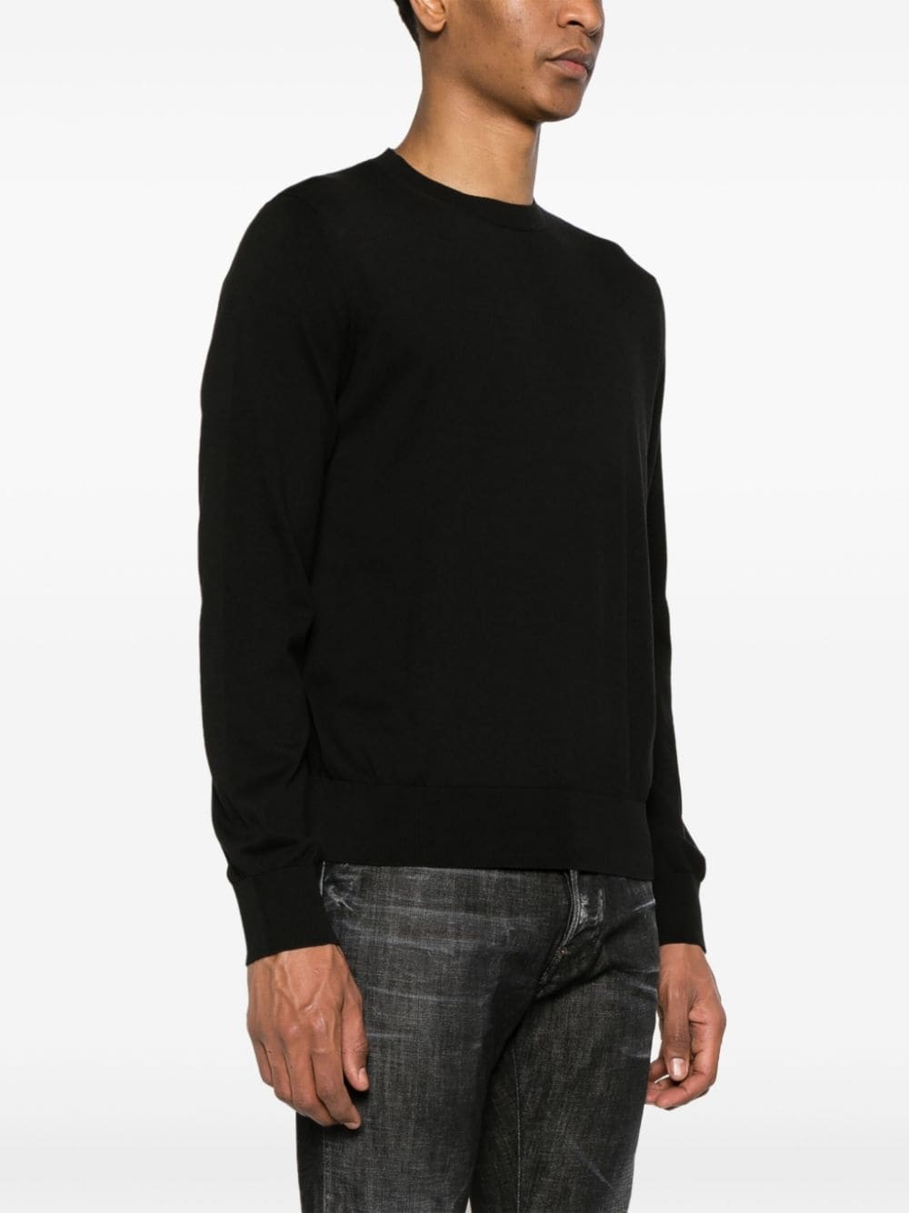 logo-plaque fine-knit jumper - 3