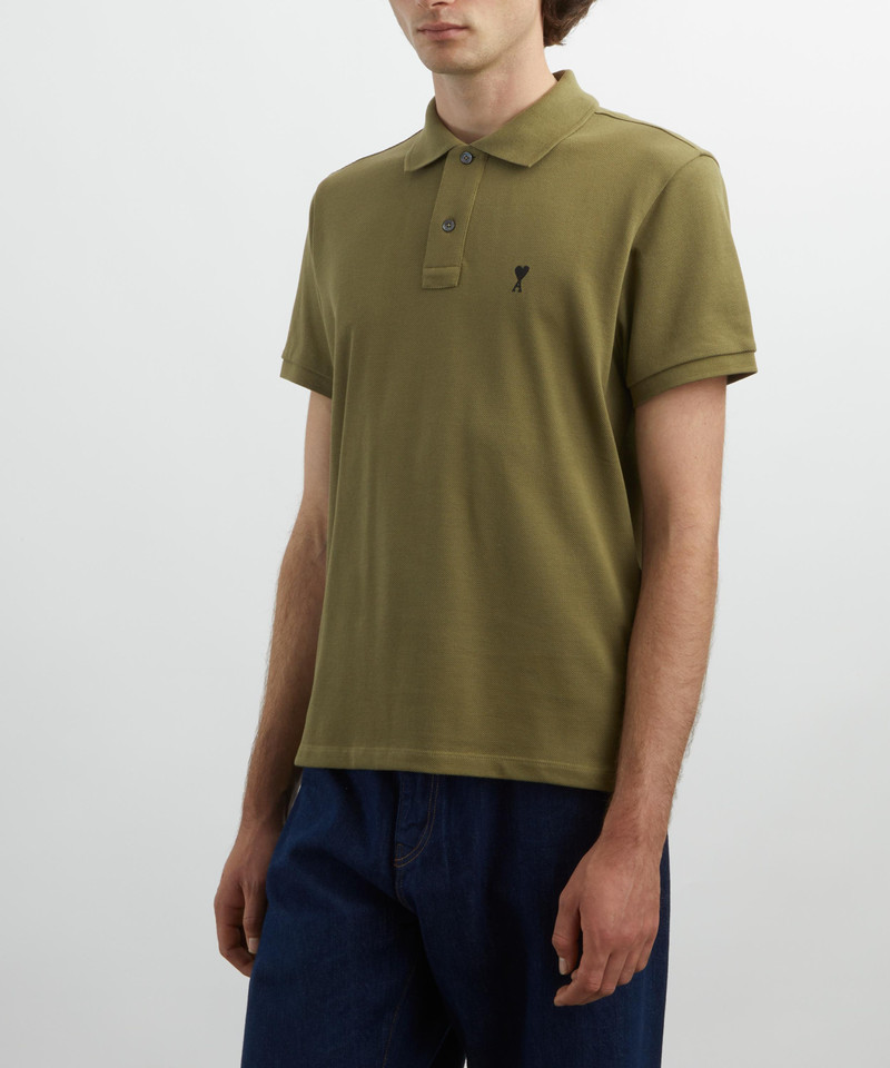 AMI Paris Bronze Ami de Coeur Cotton Pique Polo Shirt outlook