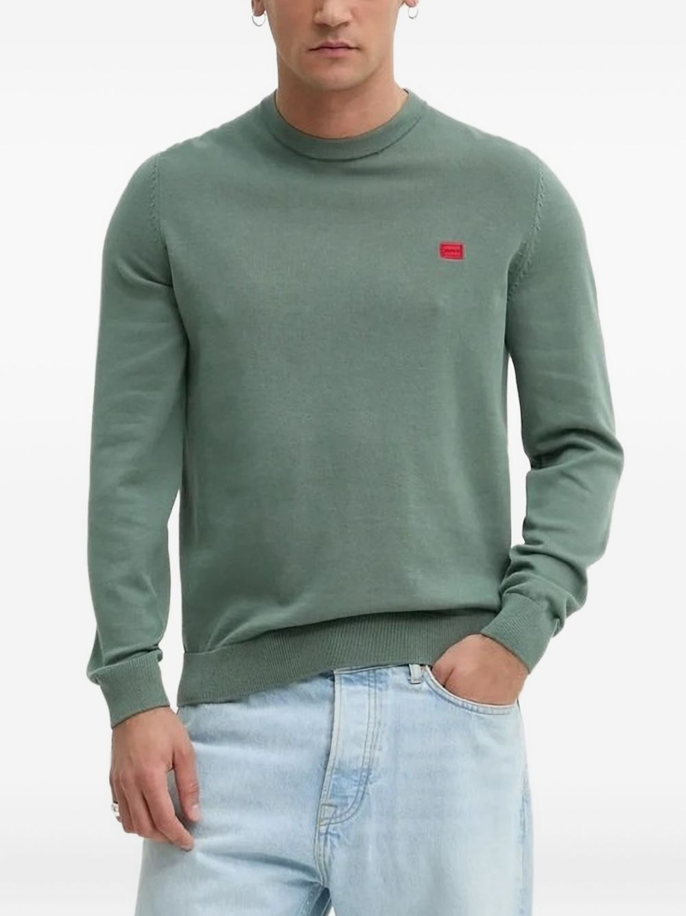 logo-patch crew-neck sweater - 1