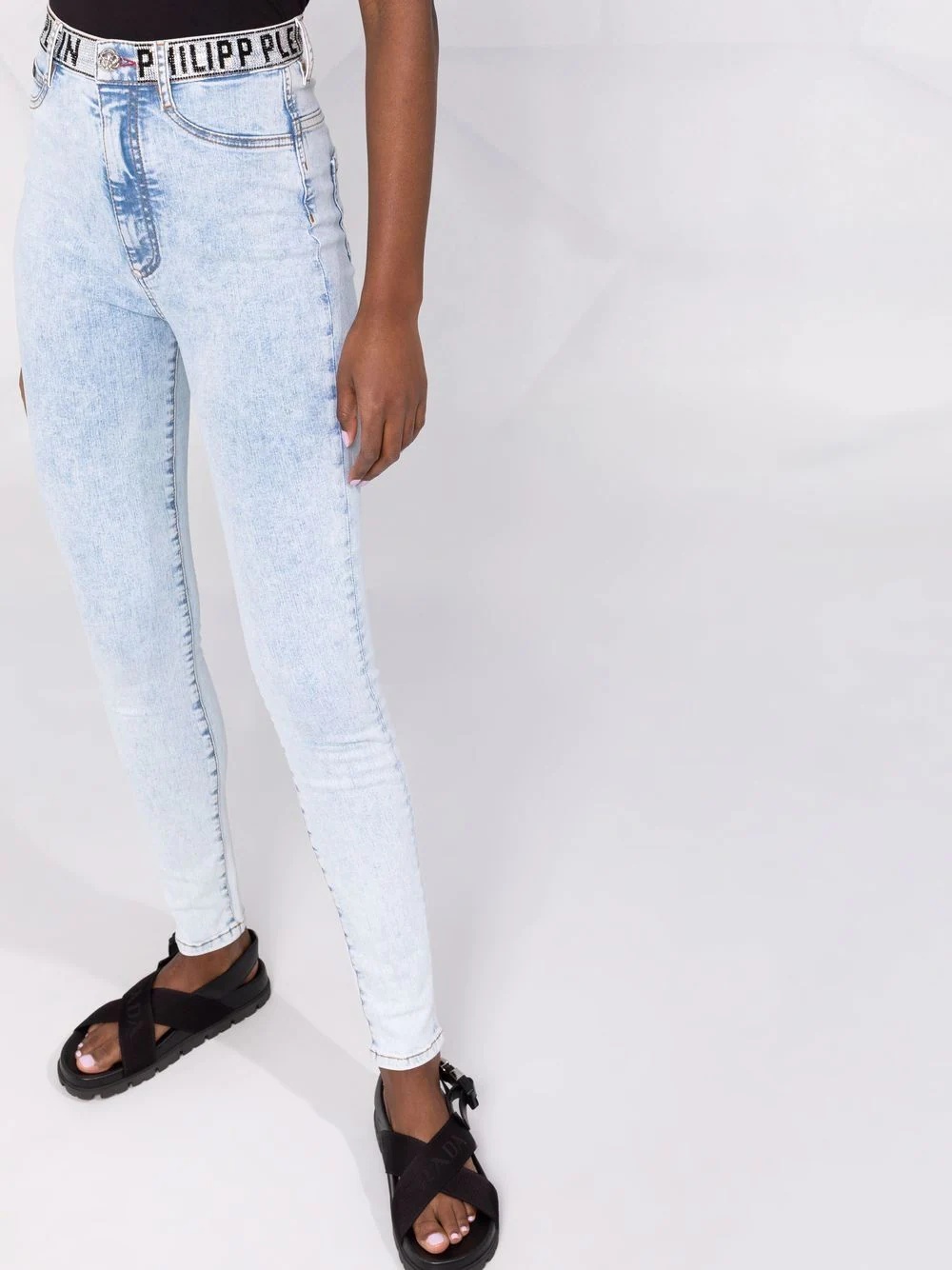 high-waist denim jeggings - 5