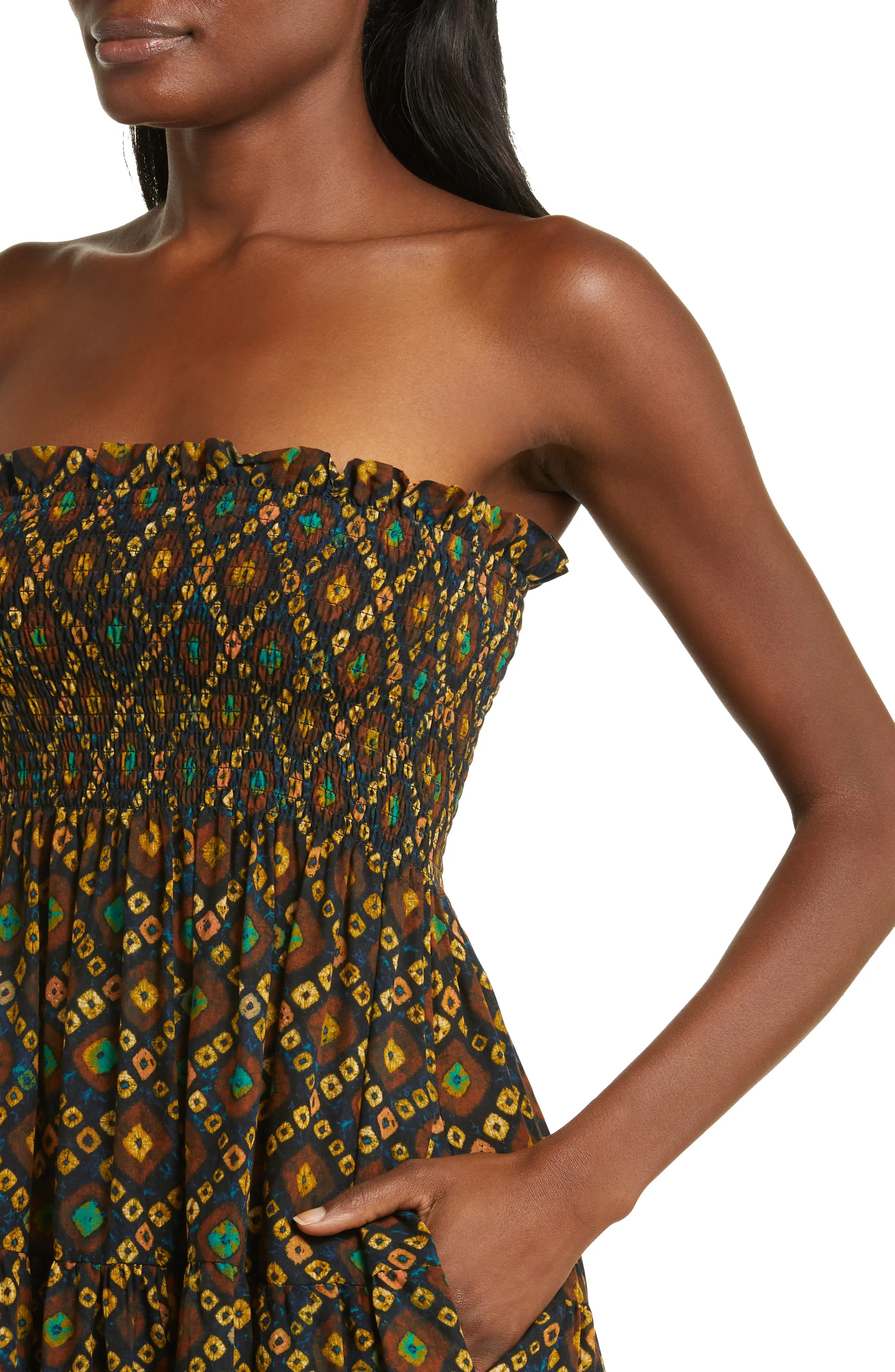 Lucca Batik Print Strapless Cover-Up Dress - 4