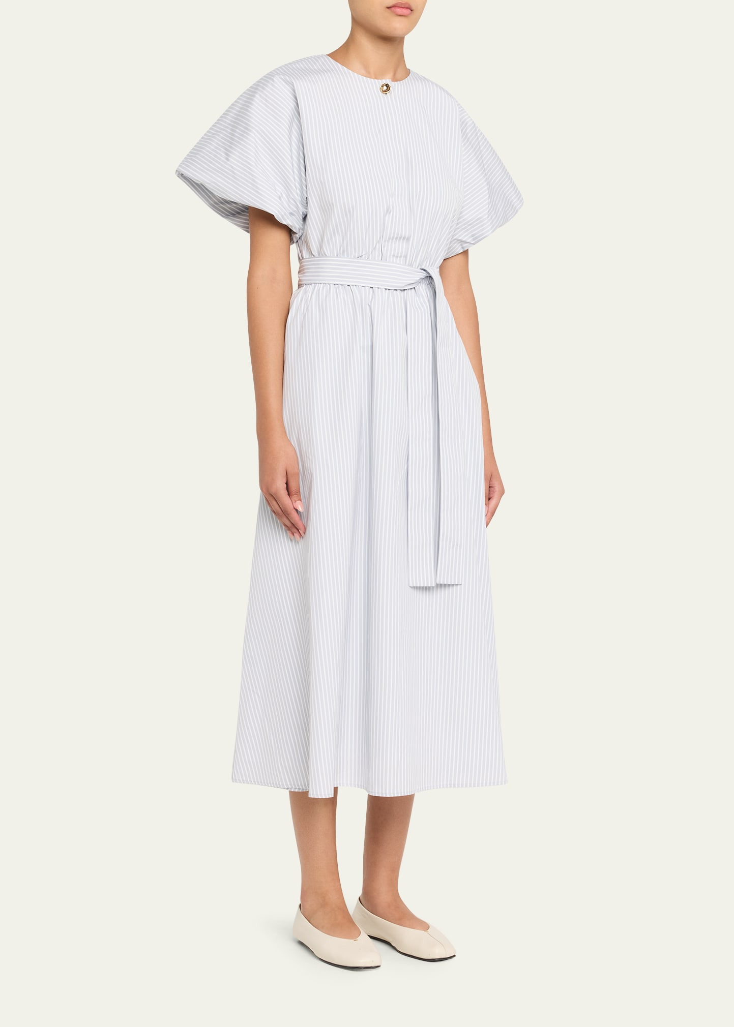 Paulina Short-Sleeve Striped Midi Dress - 4