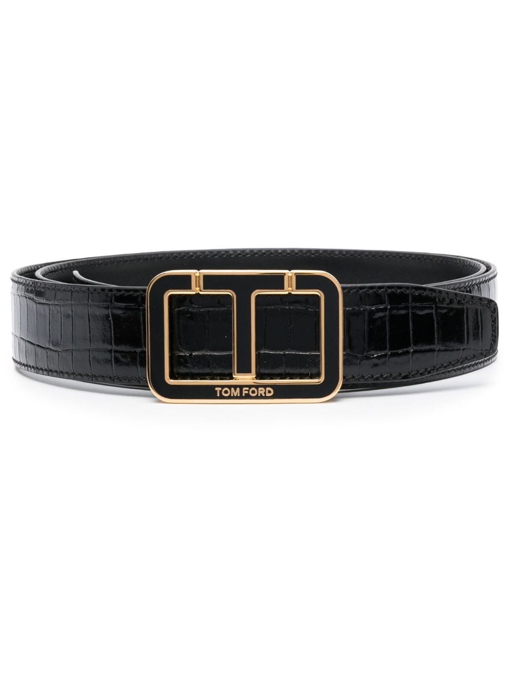 enamel T leather belt - 1