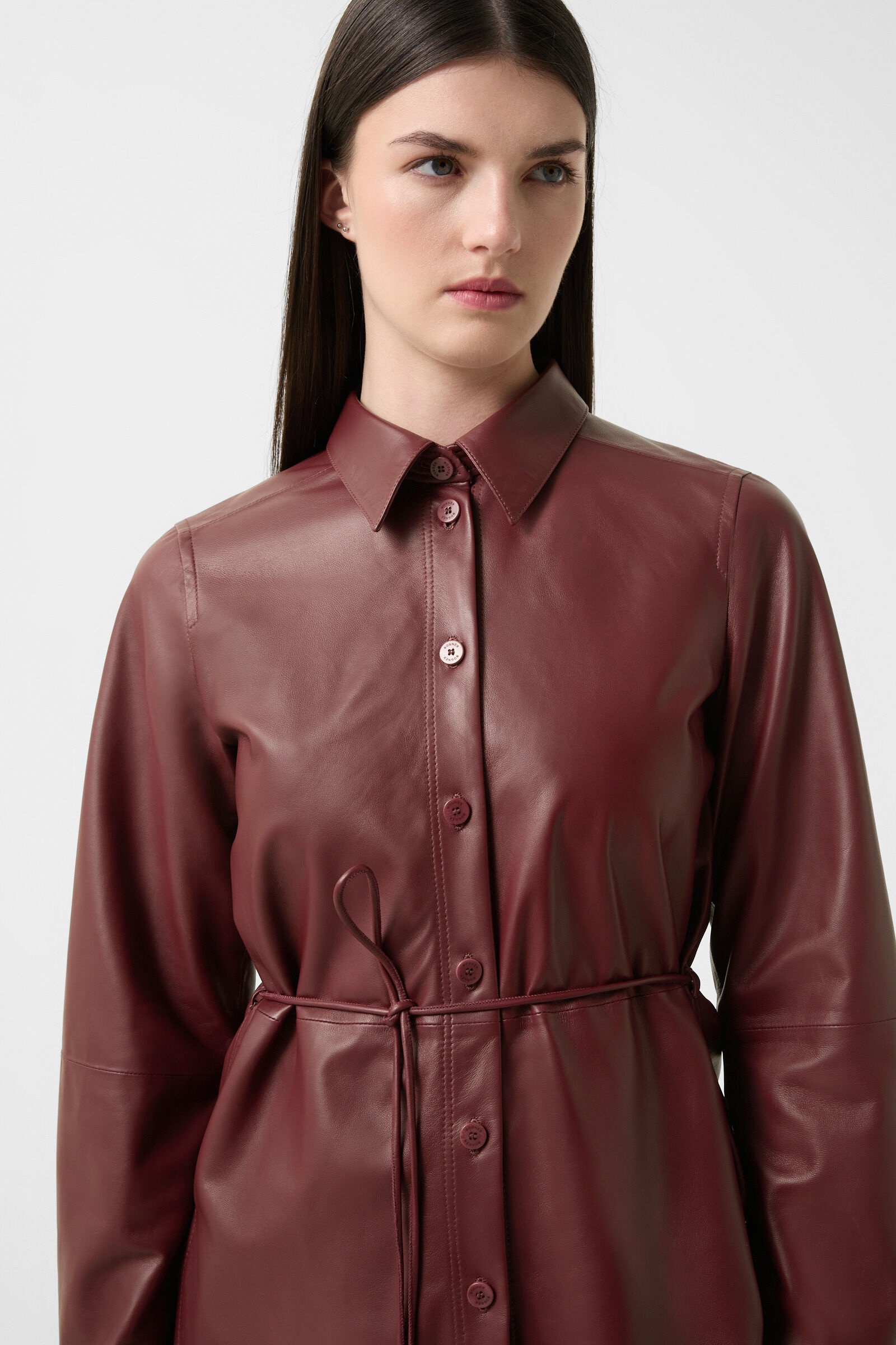 Ariela leather blouse in Wine red - 6