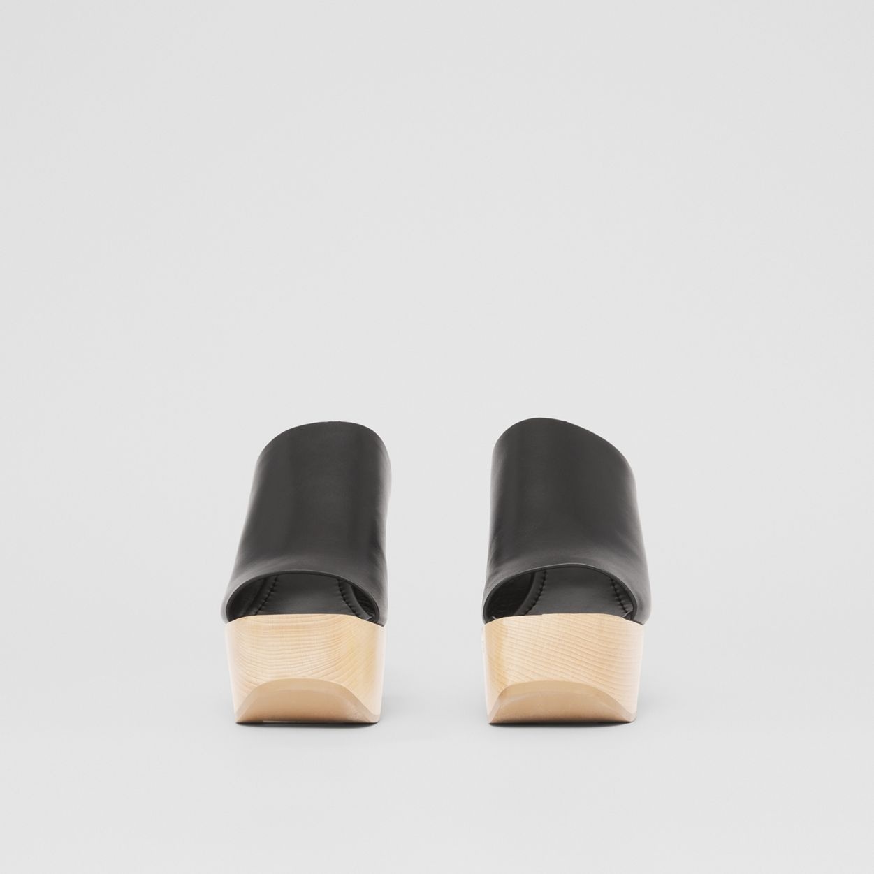 Leather and Beechwood Platform Mules - 5