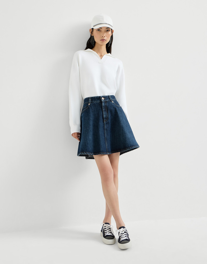 Authentic denim mini skirt with monili 5