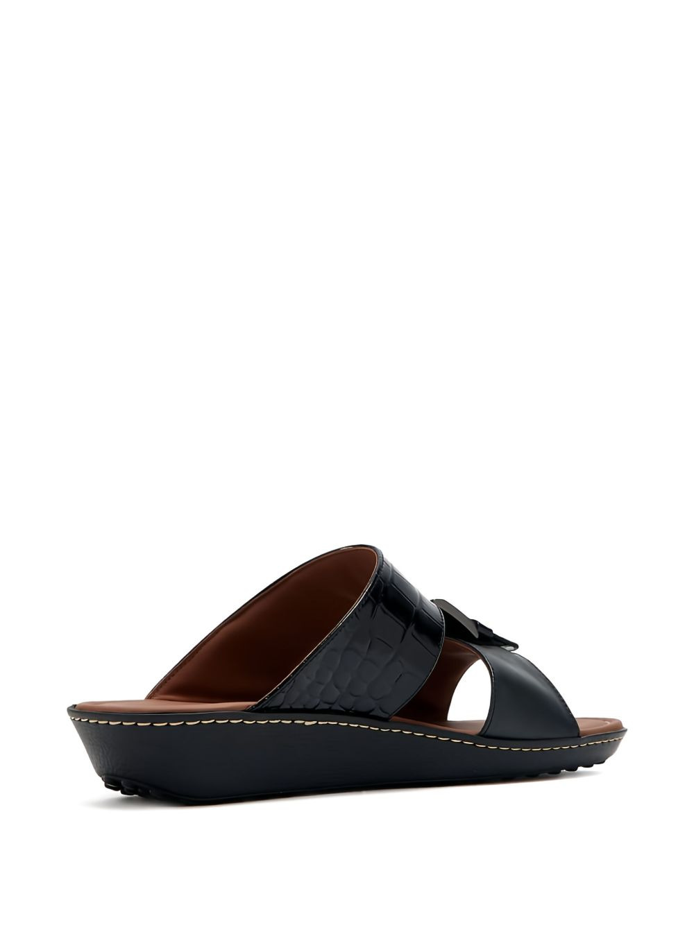 crocodile-embossed leather sandals - 4