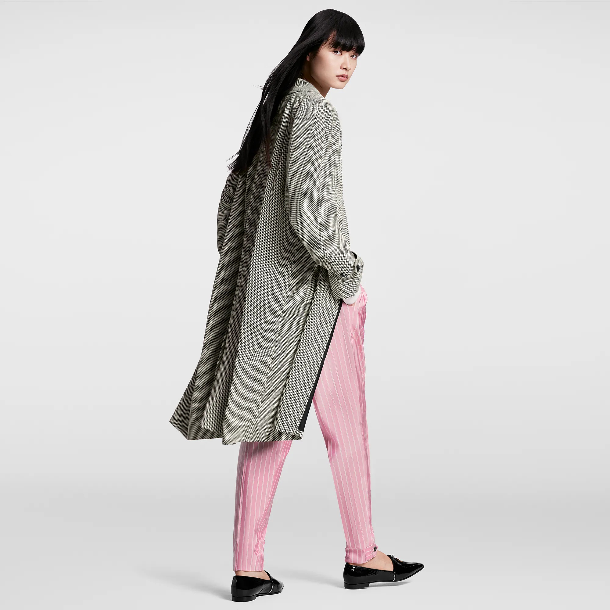Double Stripe Fitted High Waist Carrot Pants - 3