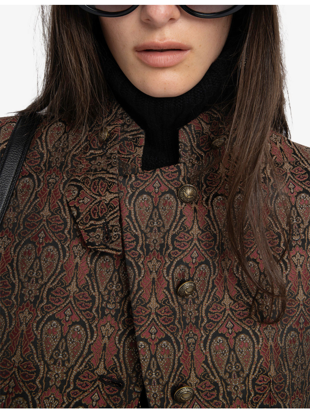 Verysa Stand-Collar Paisley Stretch-Woven Blazer - 6