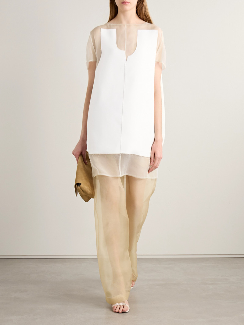 KHAITE Winona Paneled Crepe And Chiffon Mini Dress outlook