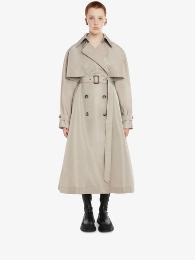 Alexander McQueen Dropped Sleeve Trench Coat in Stone outlook