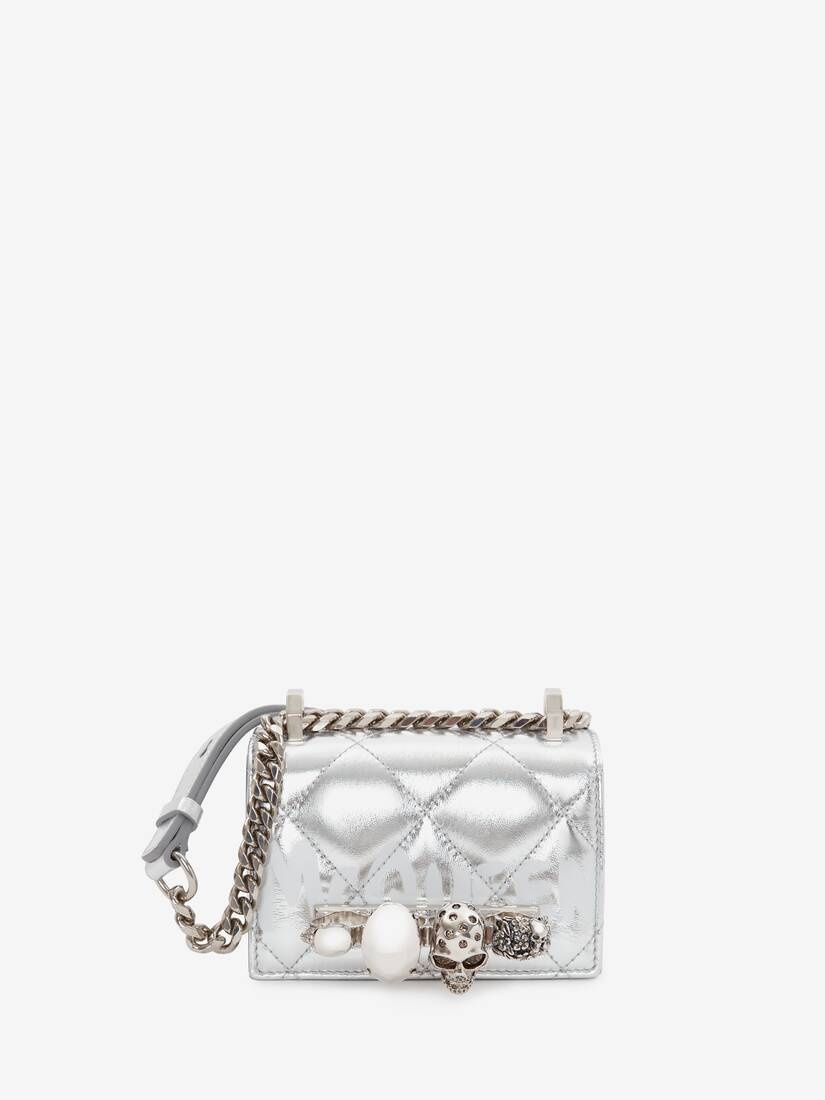 Micro Jewelled Satchel in Silver/white - 1