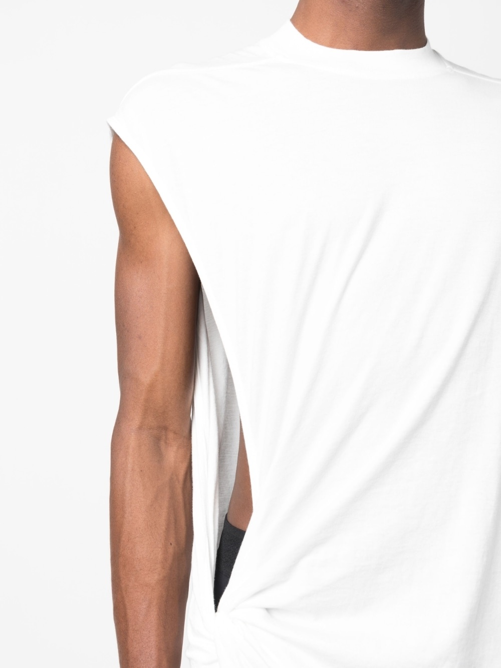 woven long-line T-shirt - 5