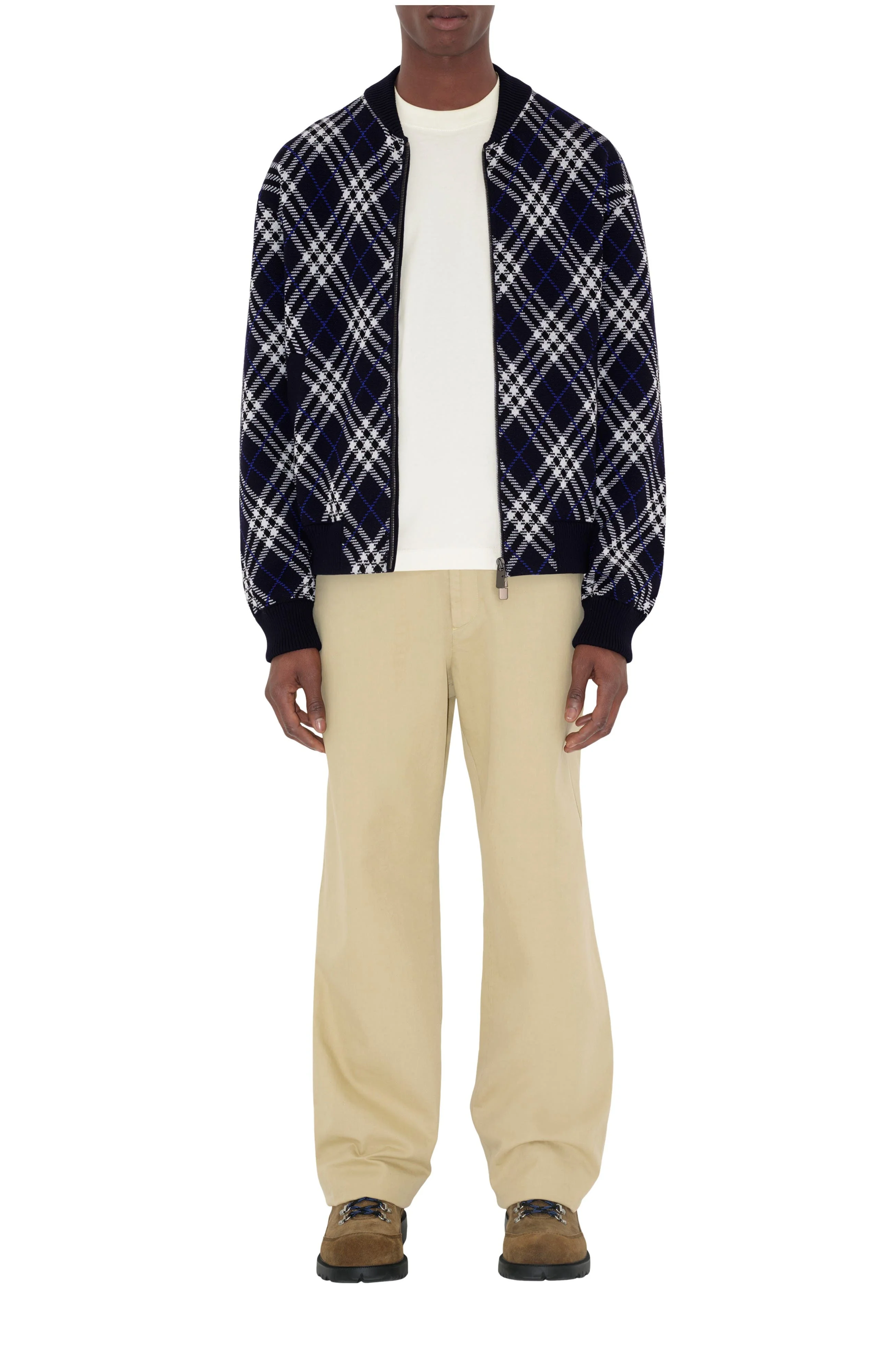 burberry Check Wool Blend Bomber Jacket in Ink Blue at Nordstrom - 1