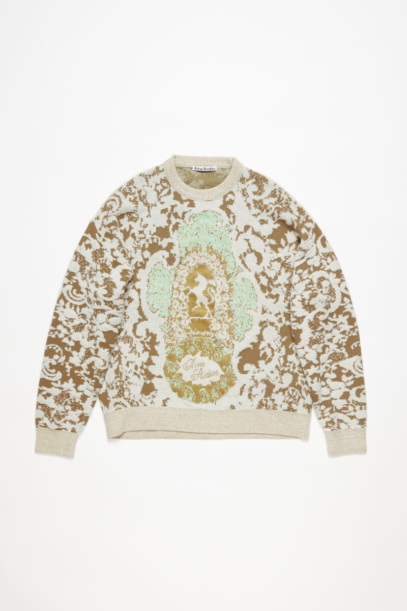 Jacquard sweater - Jade green/off white 1