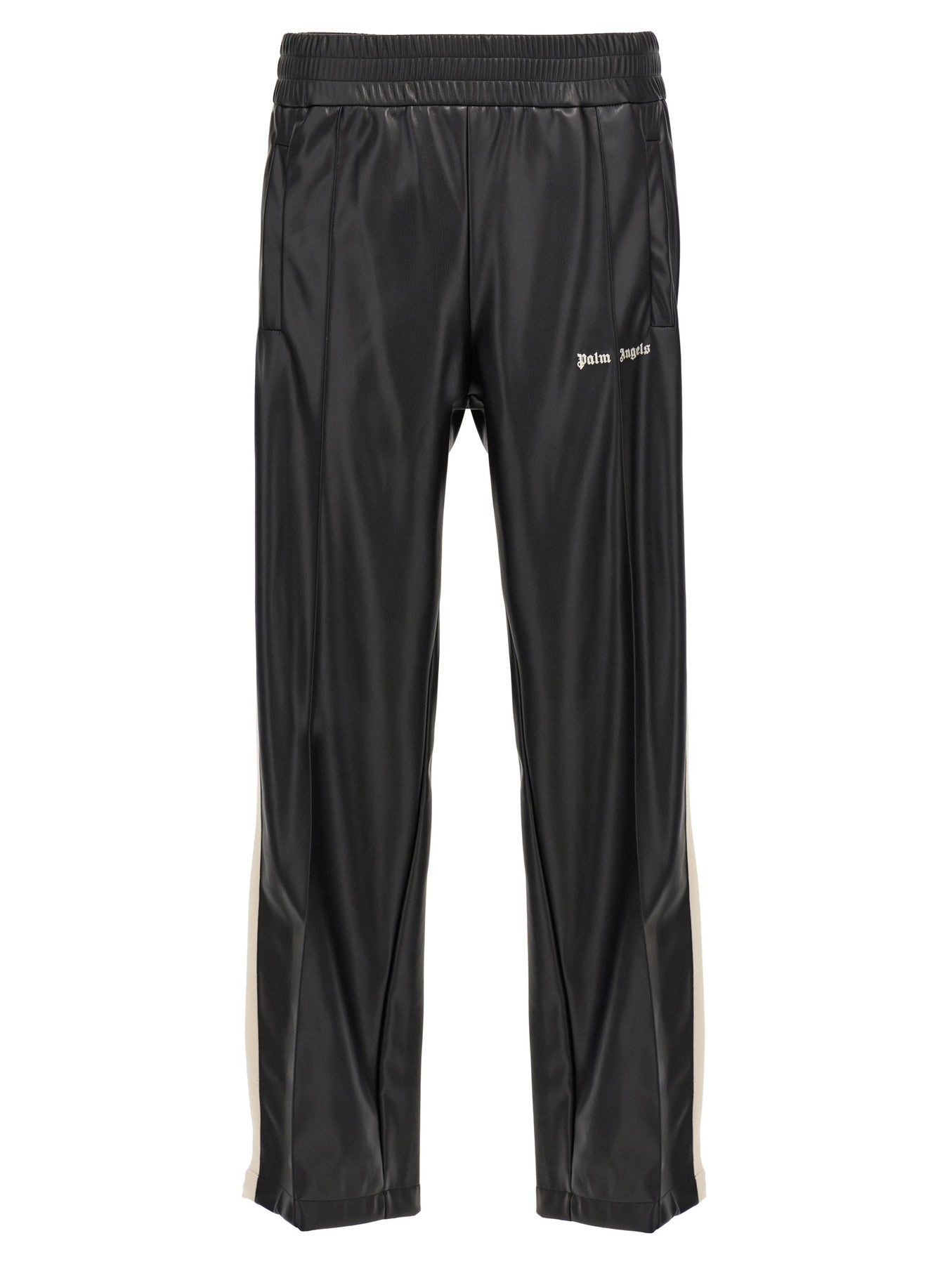 Leather Effect Track Pants White/Black - 1