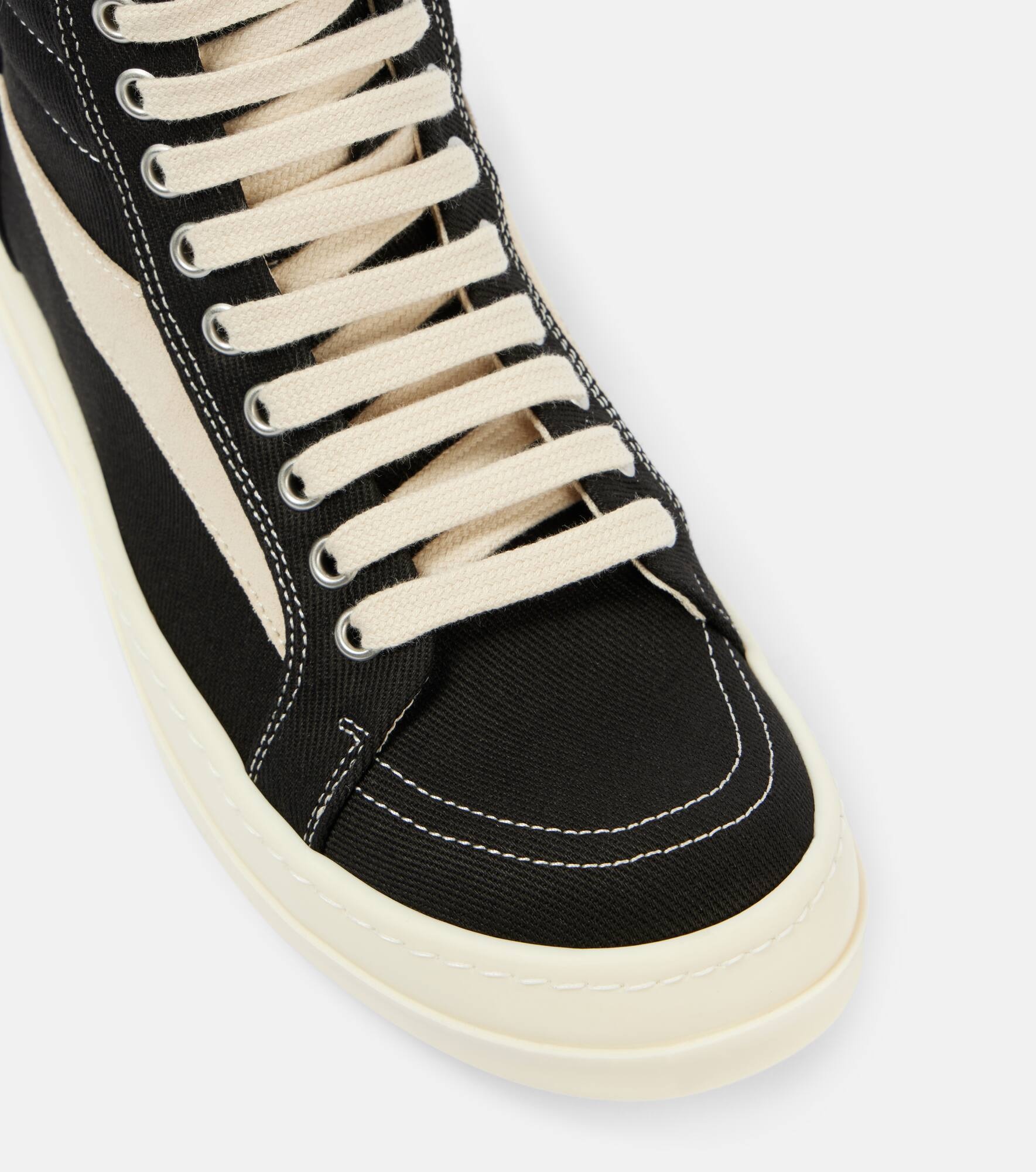 Suede-trimmed denim high-top sneakers - 6