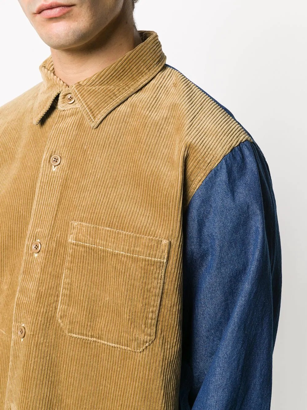 panelled corduroy shirt - 5