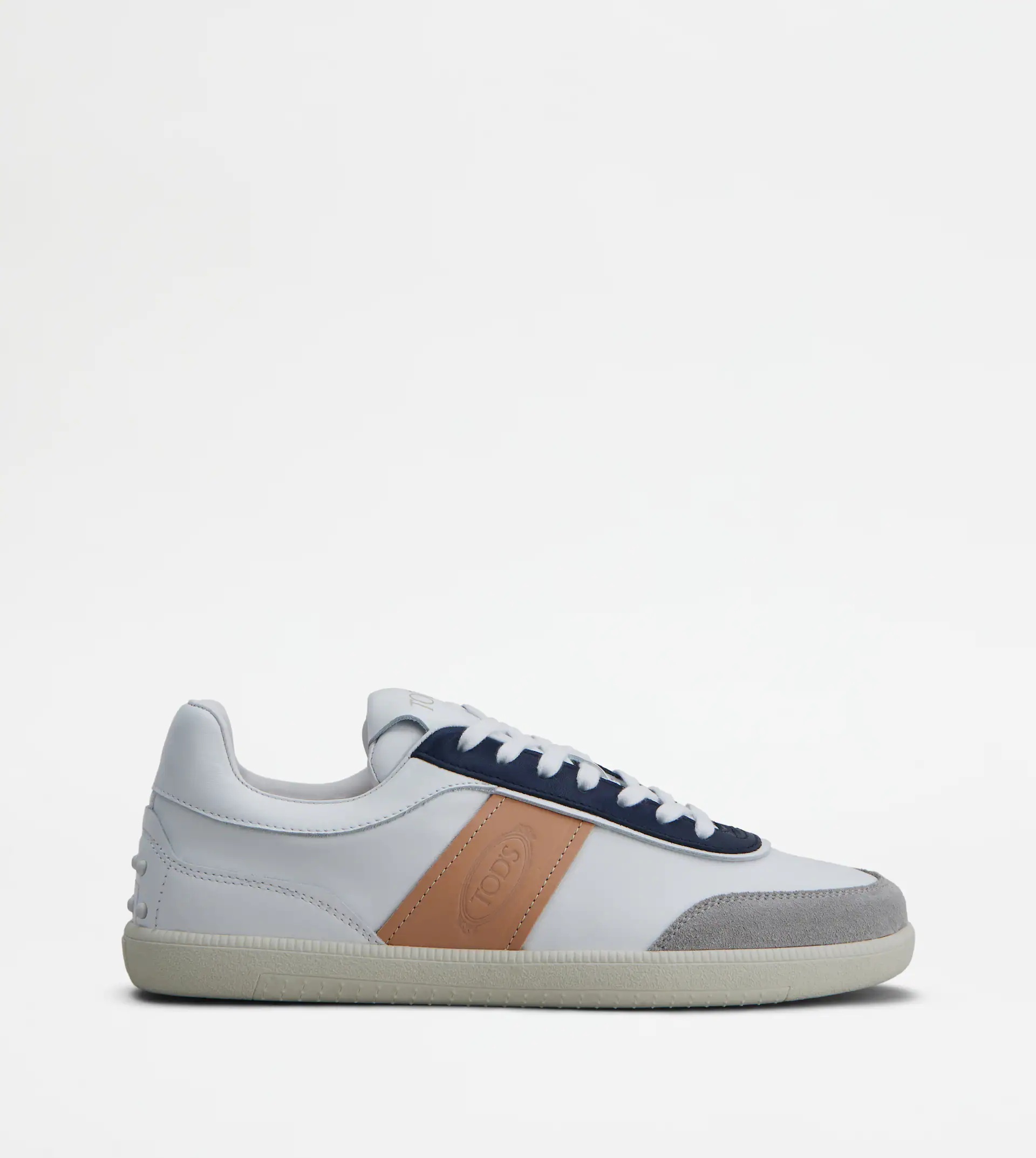 TOD'S TABS SNEAKERS IN LEATHER - WHITE, BEIGE, BLUE - 1