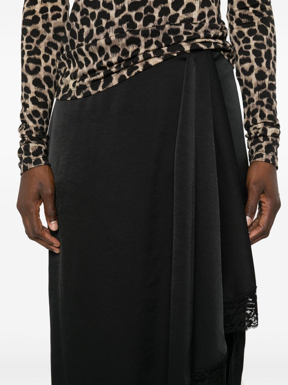 asymmetric lace-detail skirt - 5