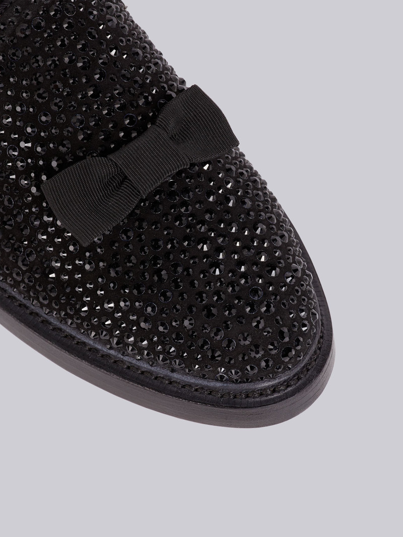 Thom Browne Black Crystal Suede Goatskin Bow Applique Opera Slipper outlook