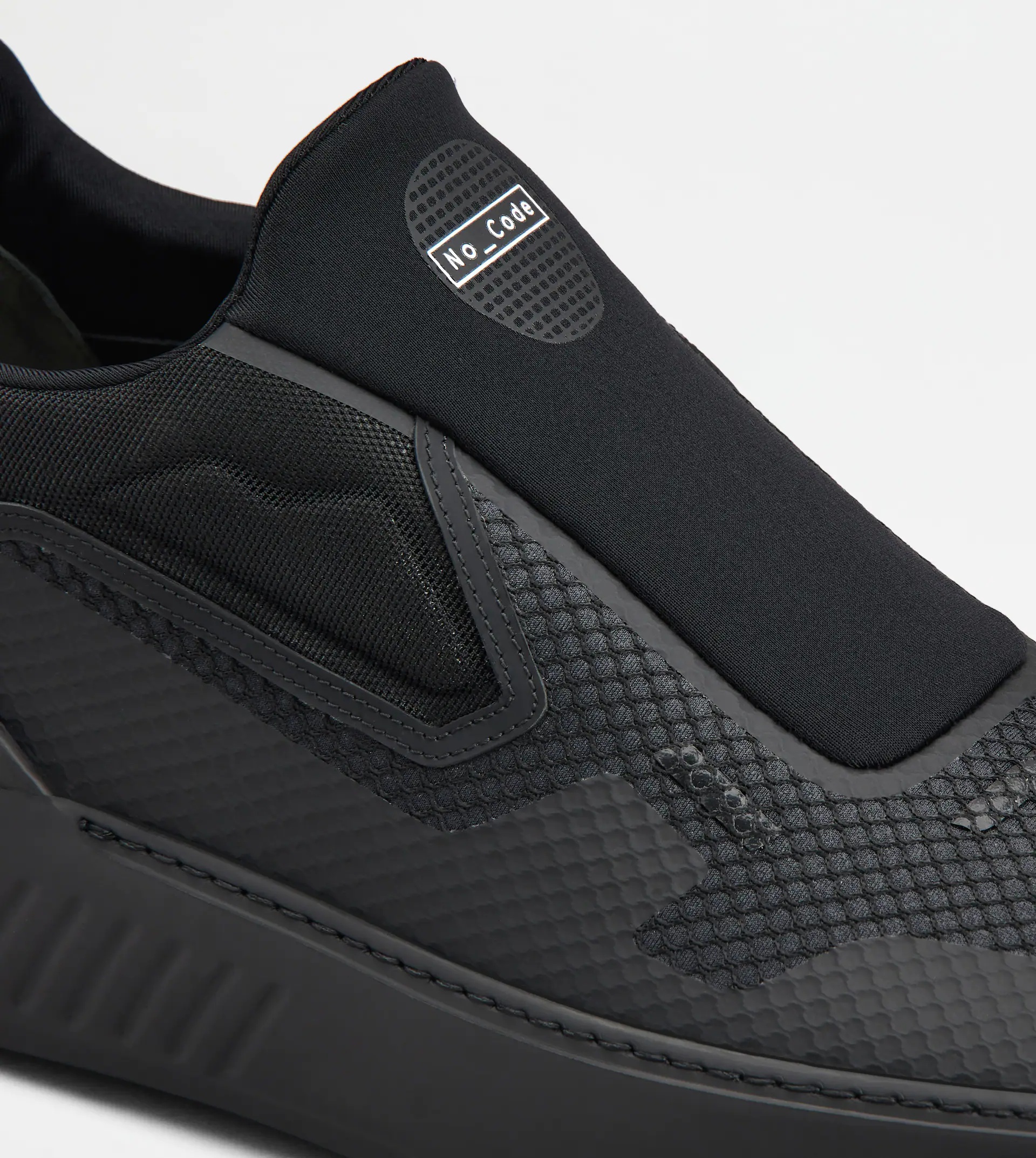 NO_CODE X SLIP-ON SHOES IN TECHNICAL FABRIC AND LEATHER - BLACK - 5
