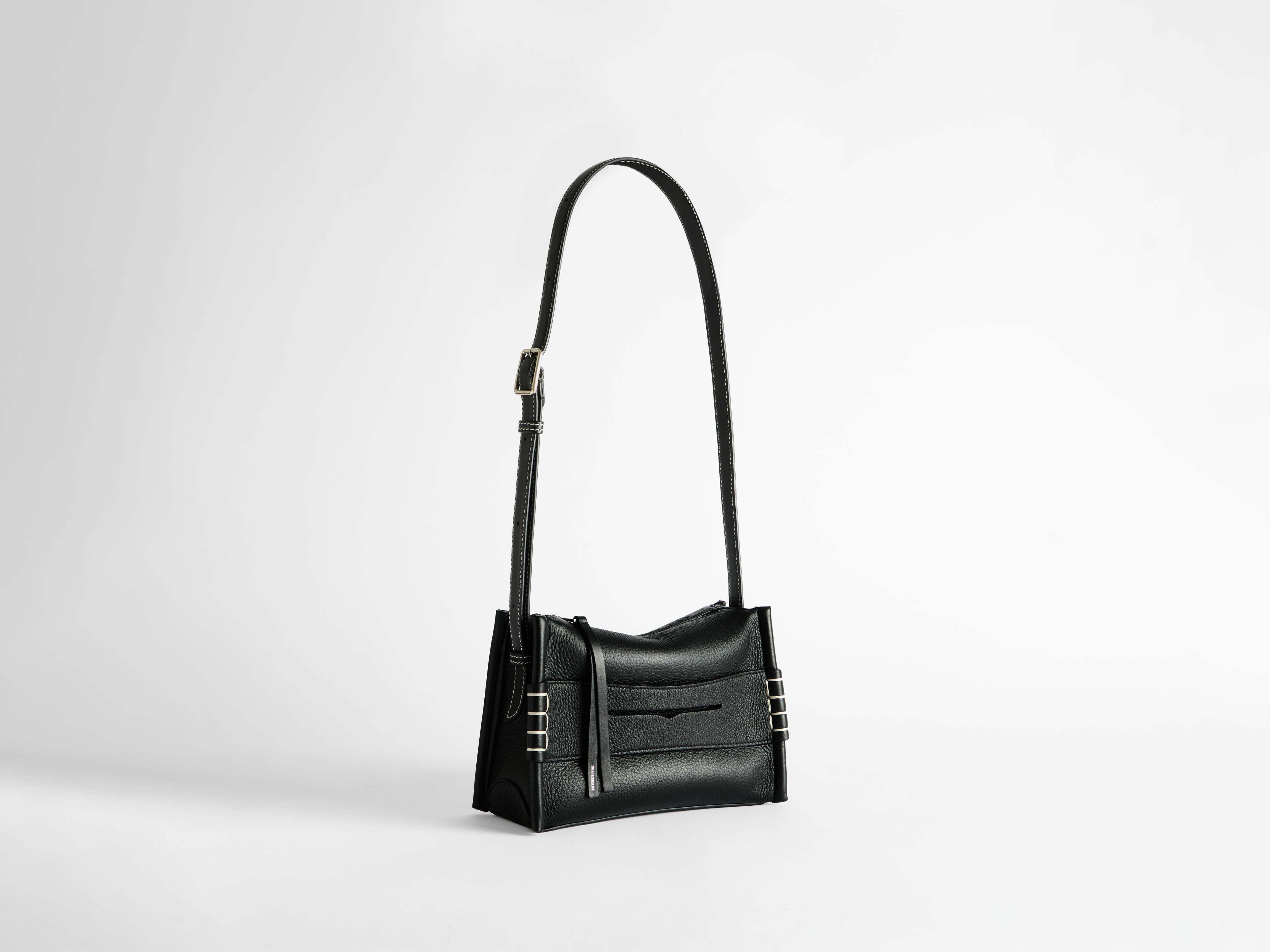 SMALL MESSENGER LOAFER BAG IN BLACK LEATHER - 3