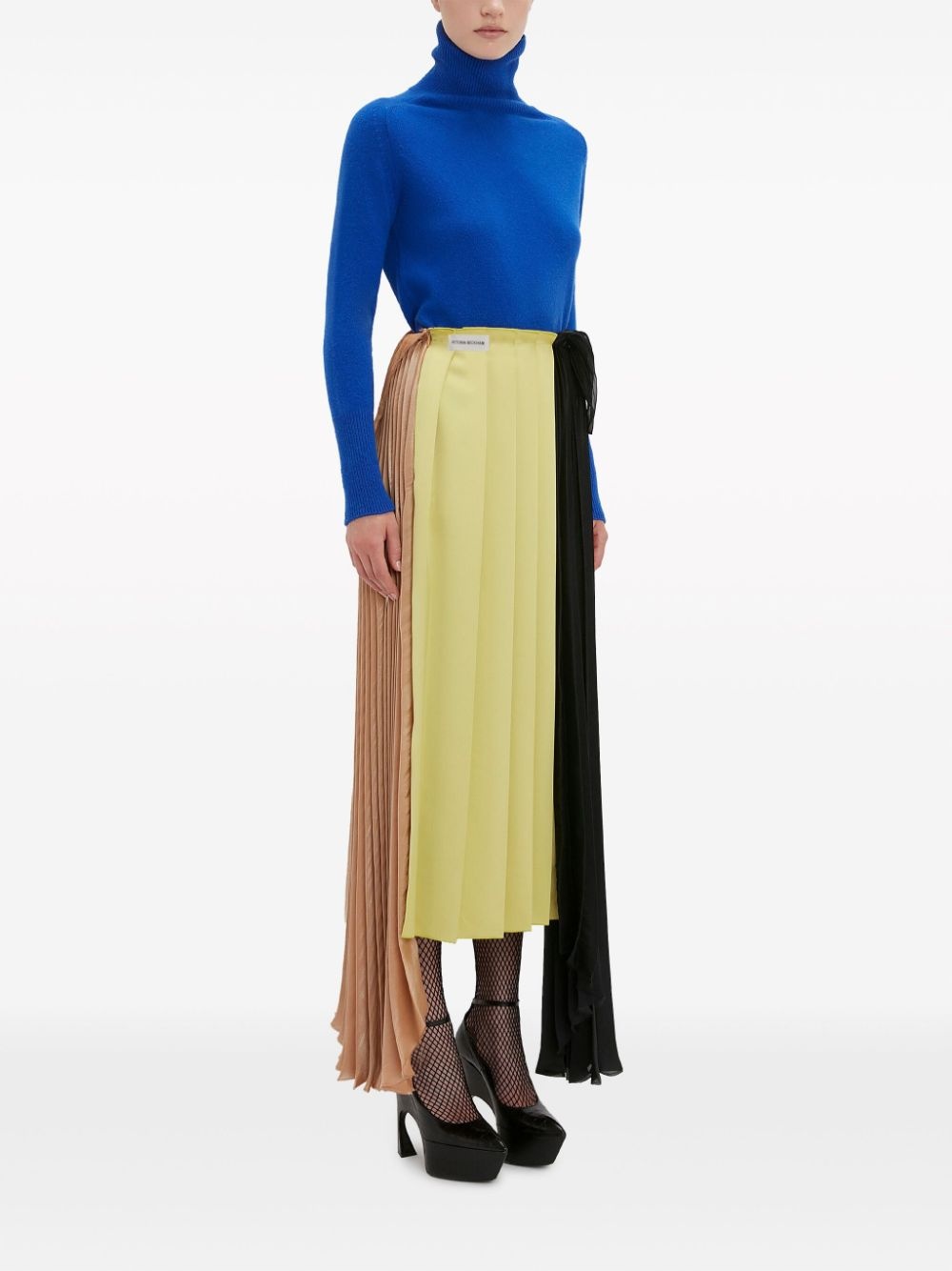 Victoria Beckham colour-block pleated asymmetric skirt