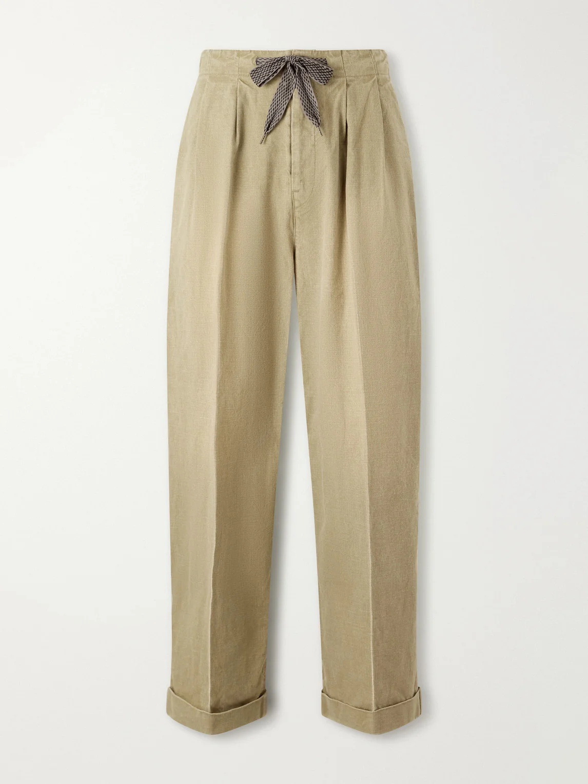 Easy Straight-Leg Pleated Cotton-Canvas Trousers - 1