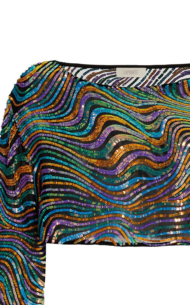 Swirl Sequin Silk Cropped Top multi - 3