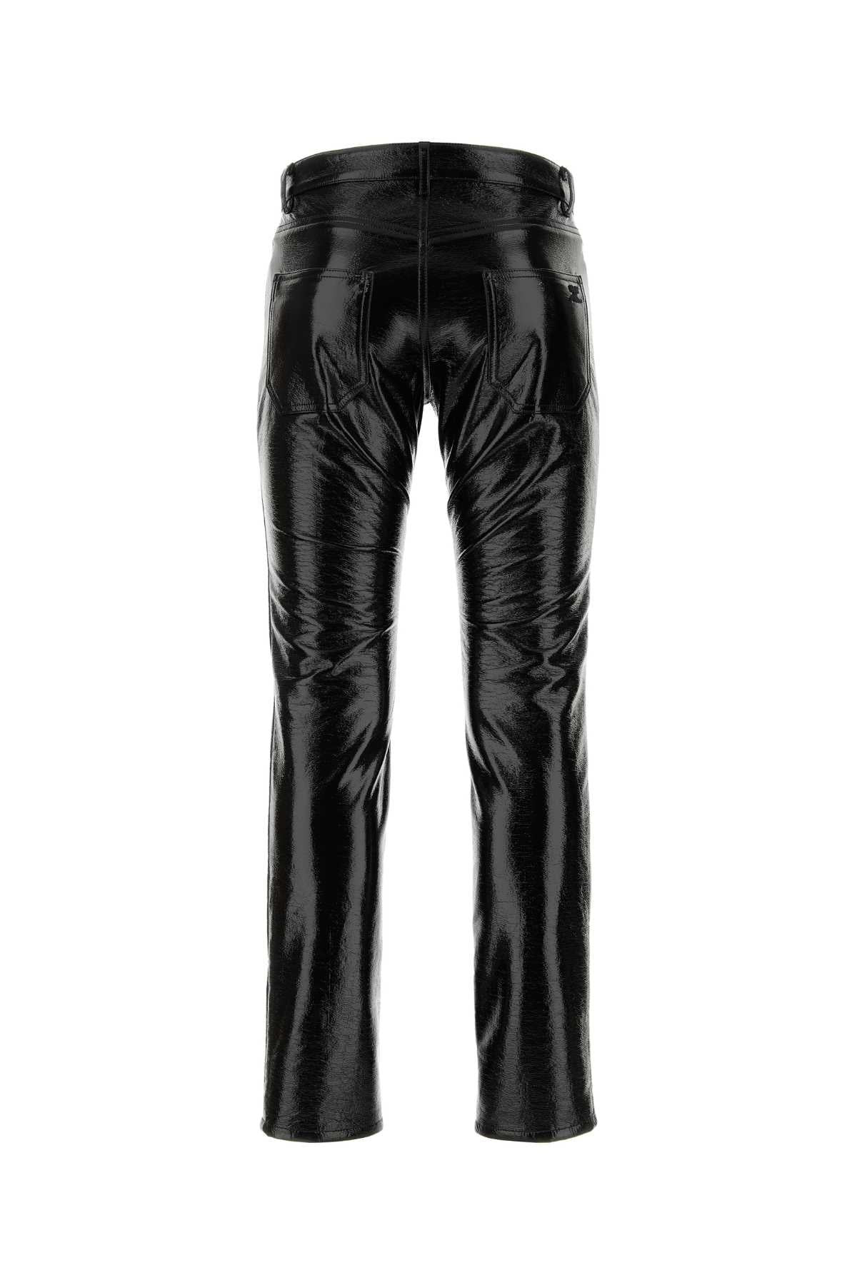 Courreges Men Black Vinyl Pant - 2