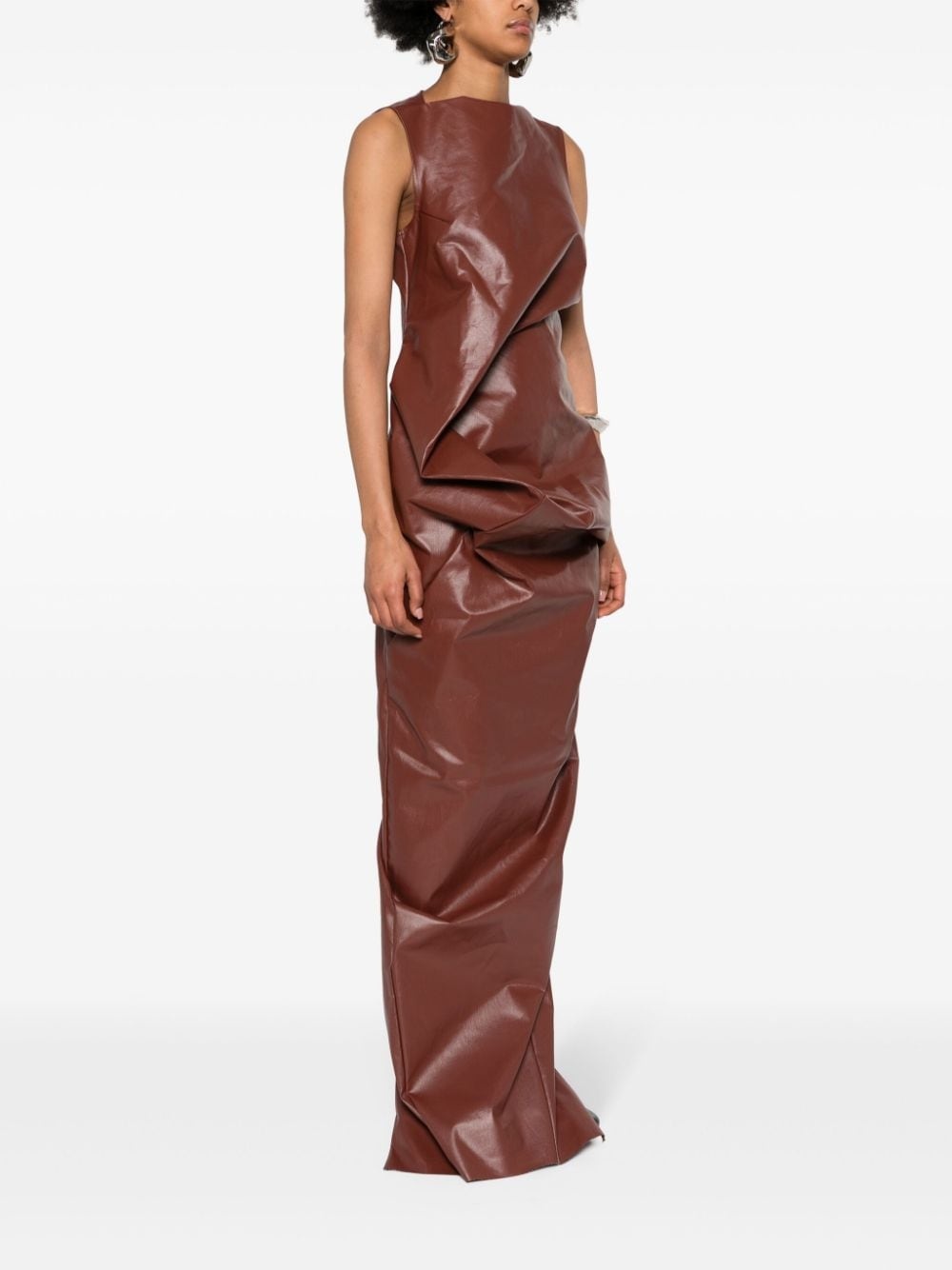 coated crumpled maxi dress - 3