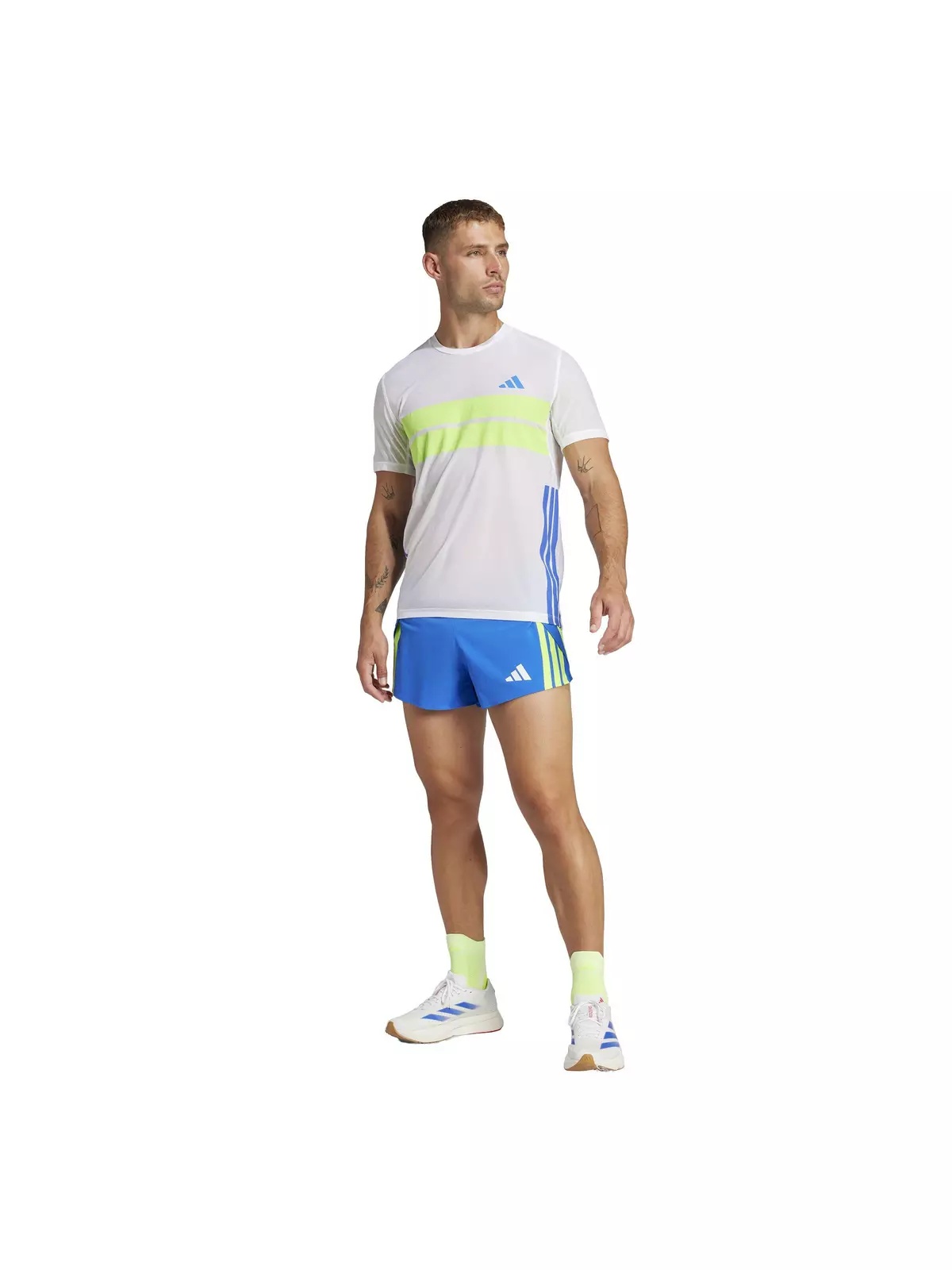Men's Adizero Retro Running Tee -White/Blue - 6