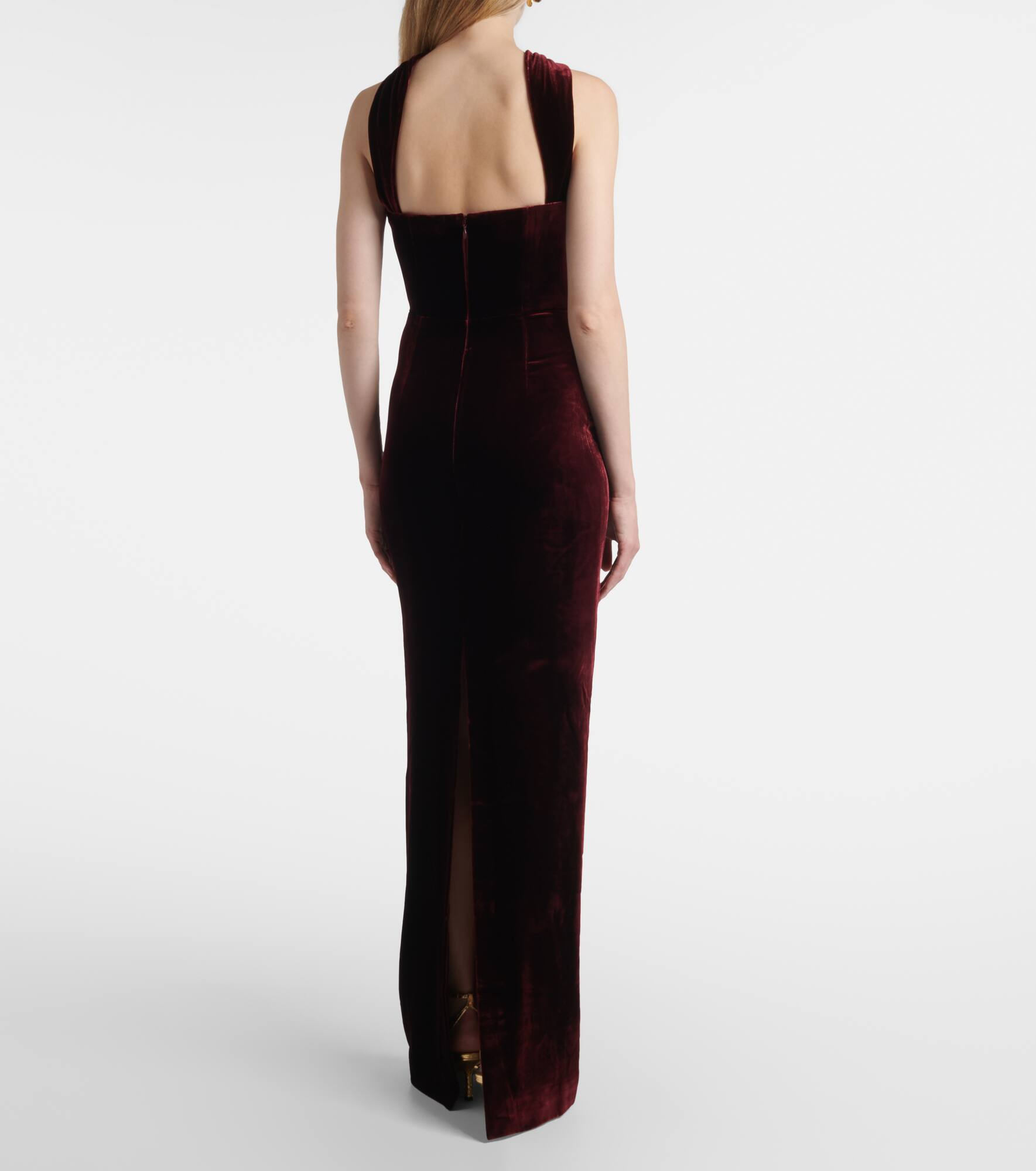 Scarf-detail velvet corset gown - 3