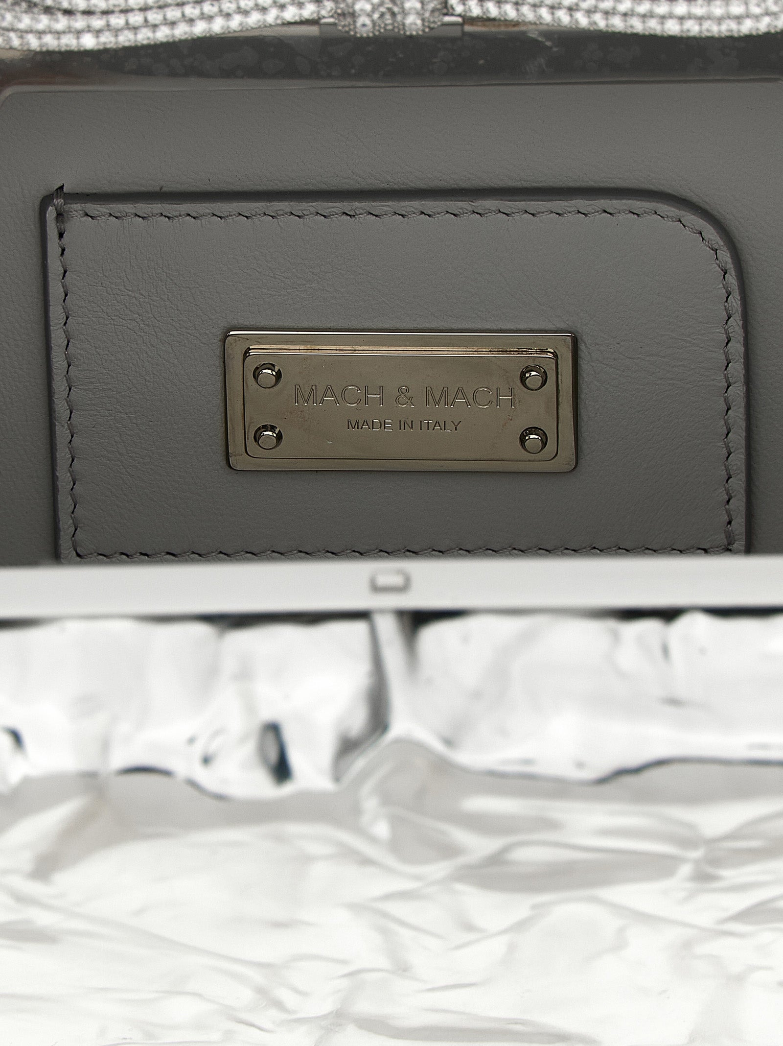 Double Bow Wrapped Mirror Clutch Silver - 4