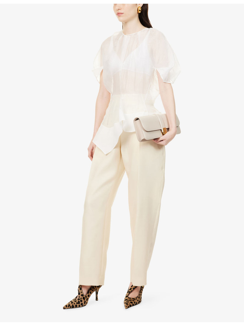 KHAITE Somera Flat-Front Pleated Wool And Silk Trousers outlook