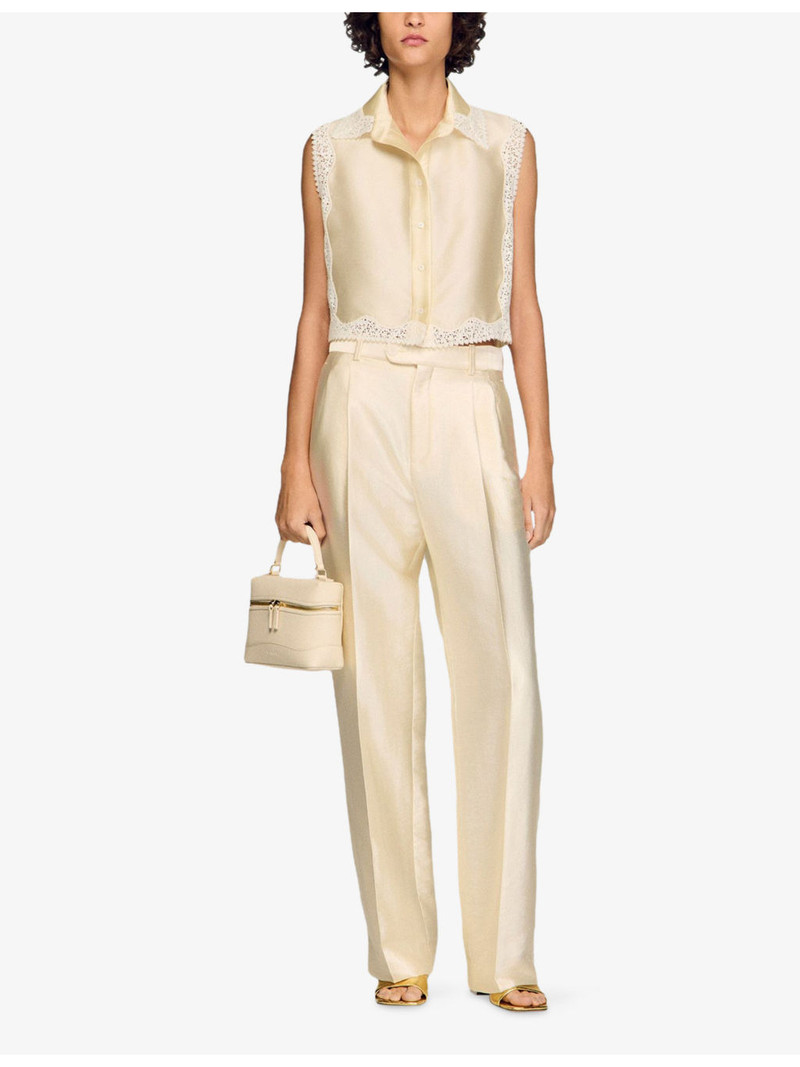 Sandro Straight-Leg High-Rise Satin Trousers outlook