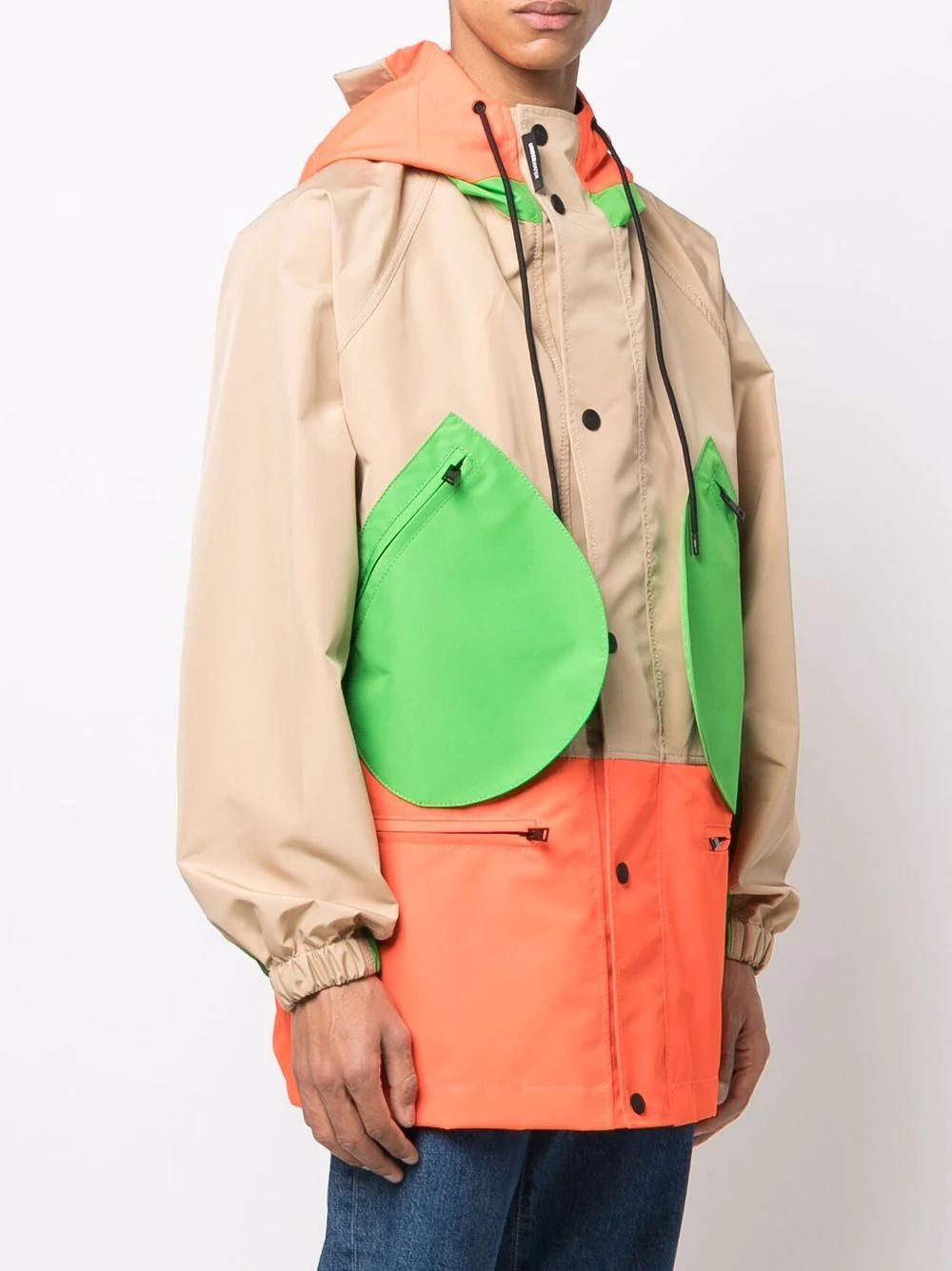 colour-block panel parka coat - 3