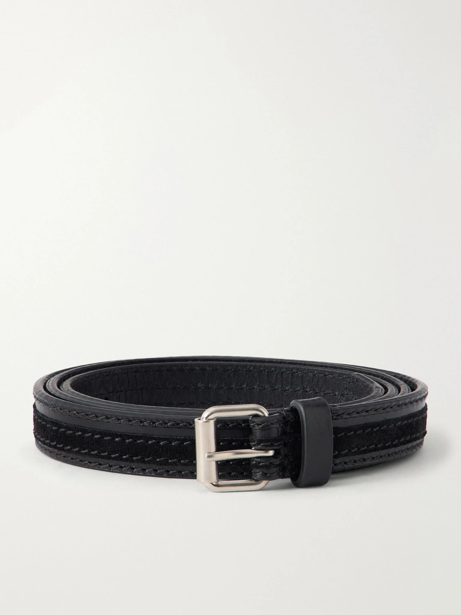1.5cm Leather Belt Black - 1