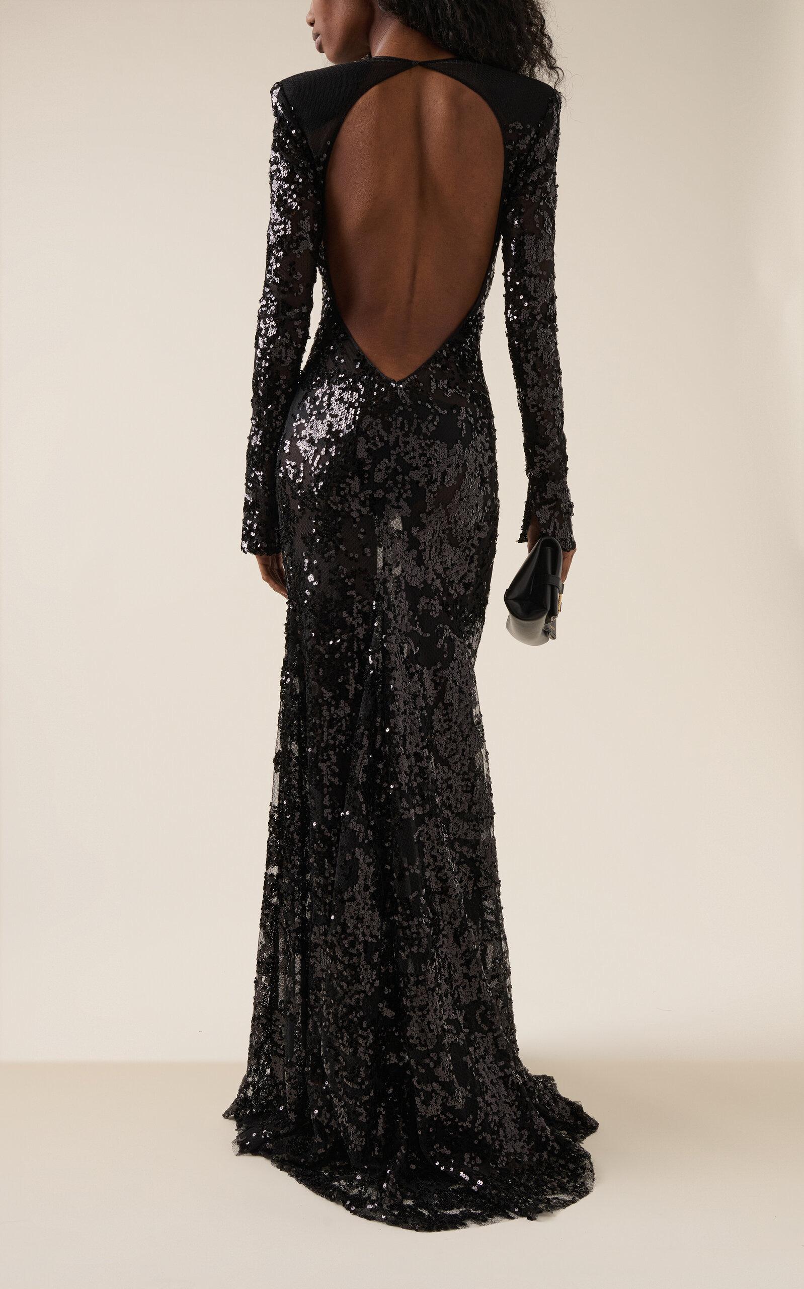 Backless Sequin Gown black - 4