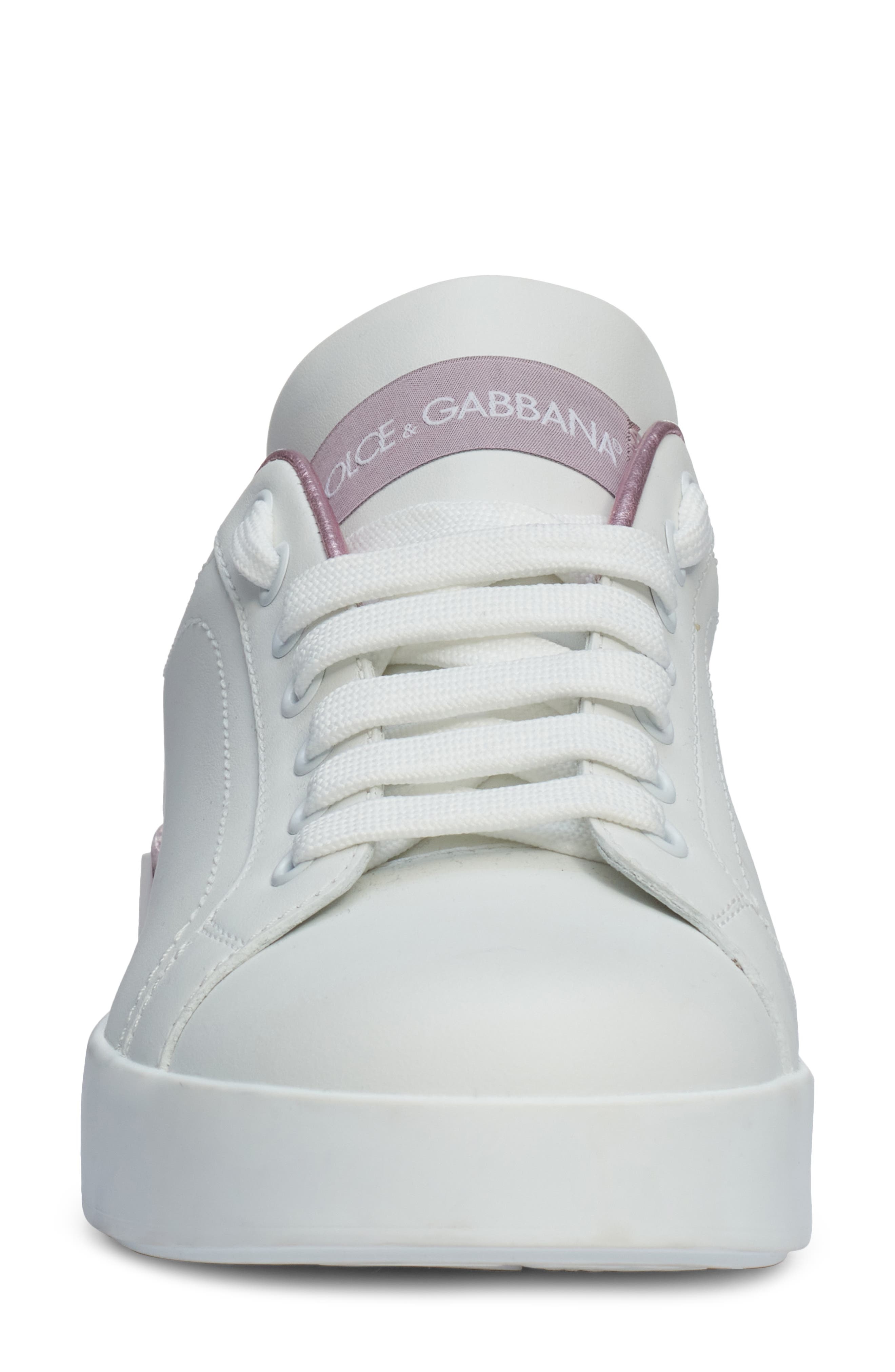 Dolce&Gabbana Portofino Platform Sneaker in White/Pink at Nordstrom - 4