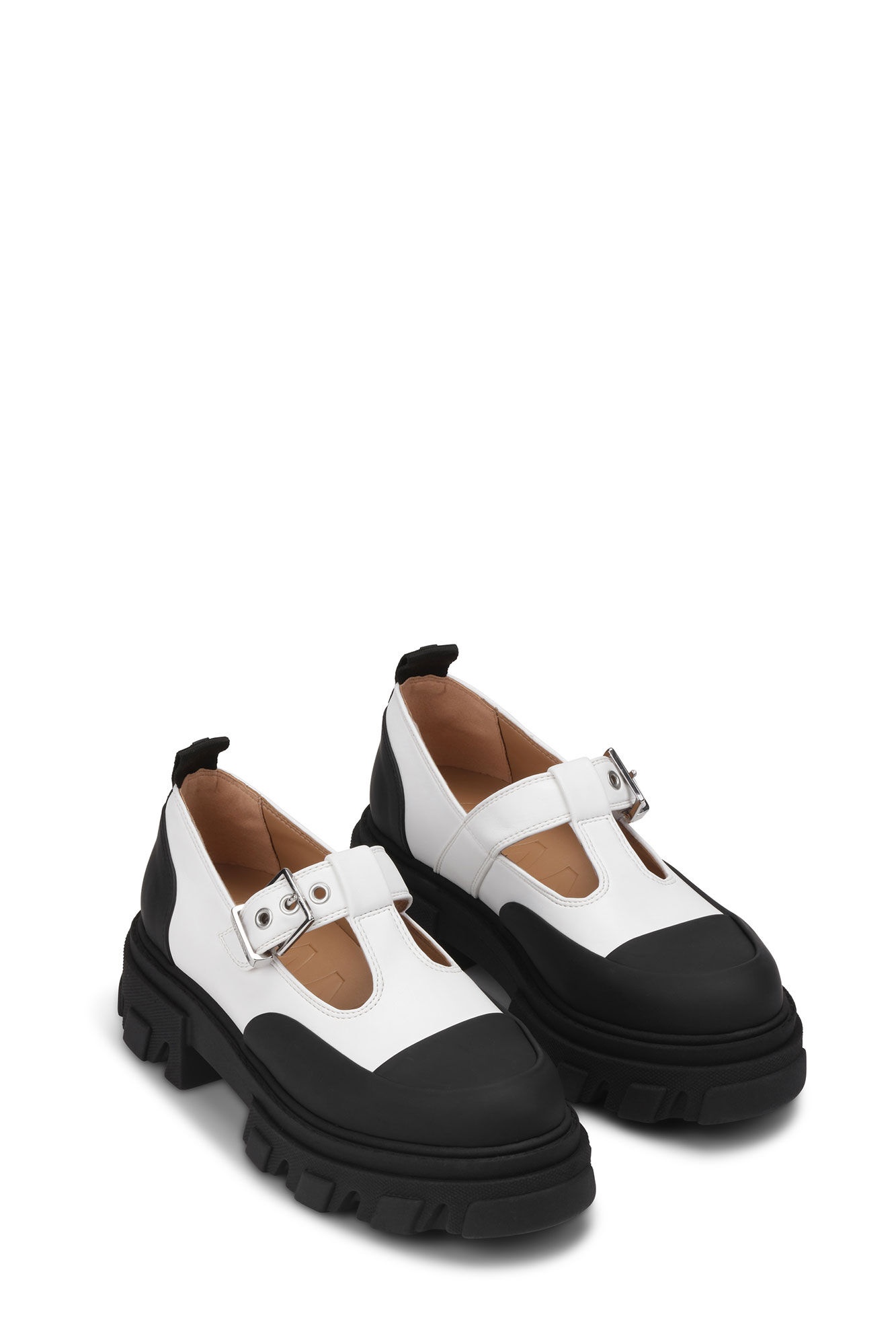 WHITE CLEATED MARY JANE SHOES - 2