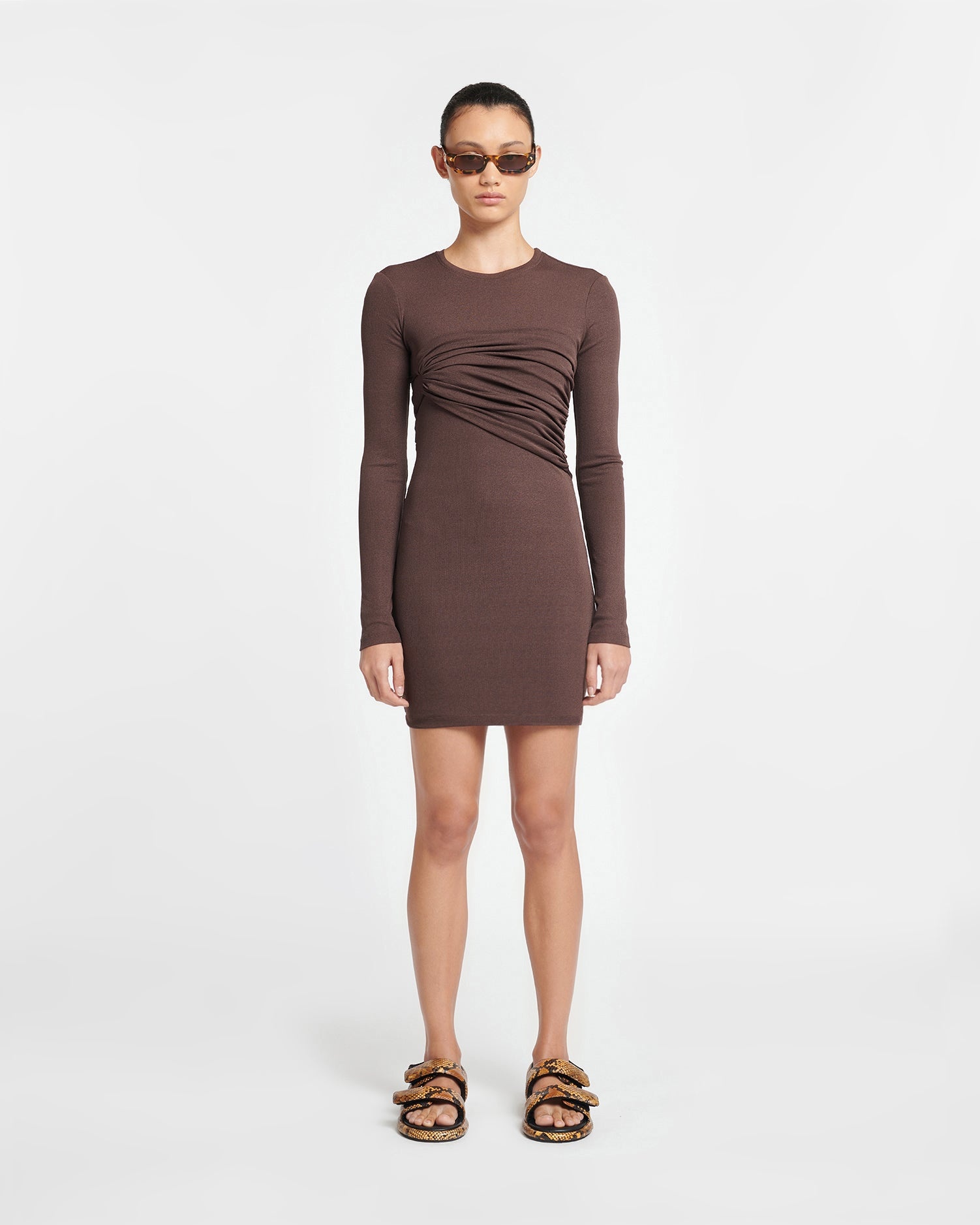 Draped Mesh-Jersey Mini Dress - 2