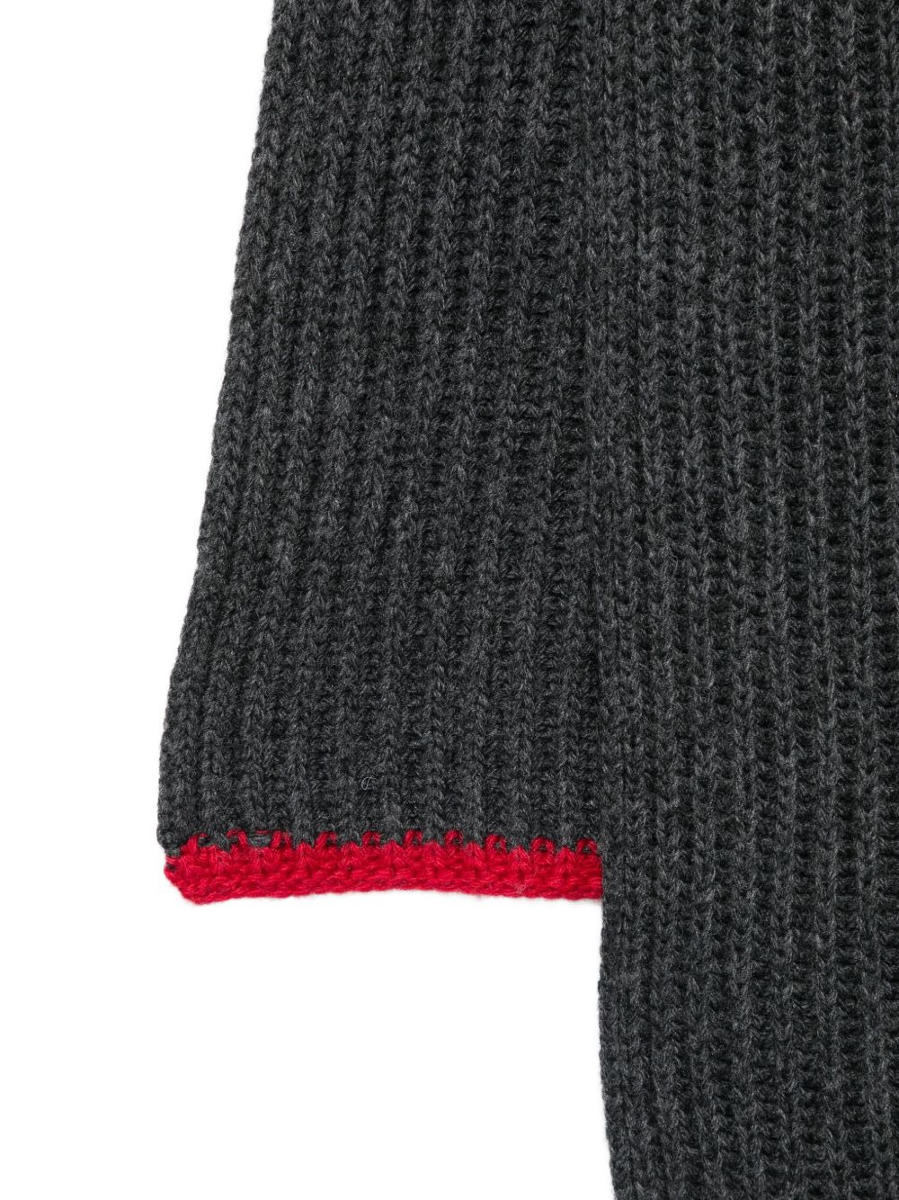 ribbed-knit red-trim scarf - 3