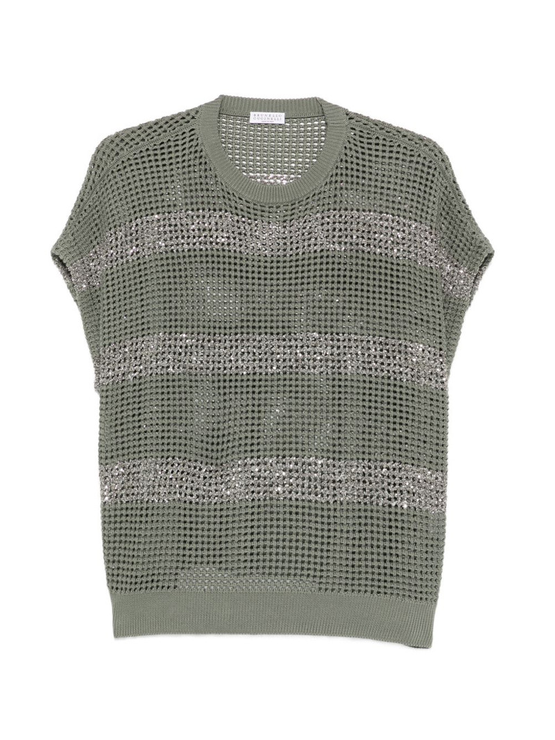 striped open knit top 1