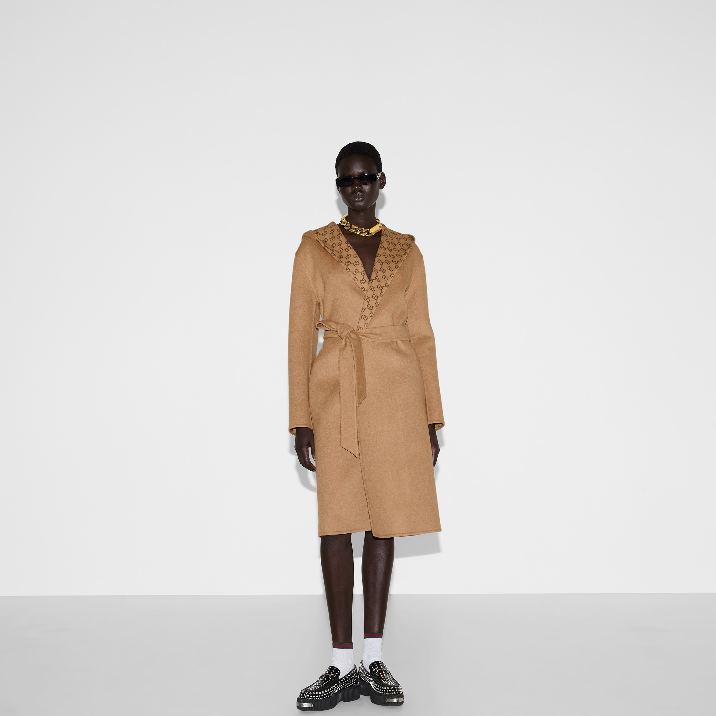 Reversible GG silk wool blend coat - 3