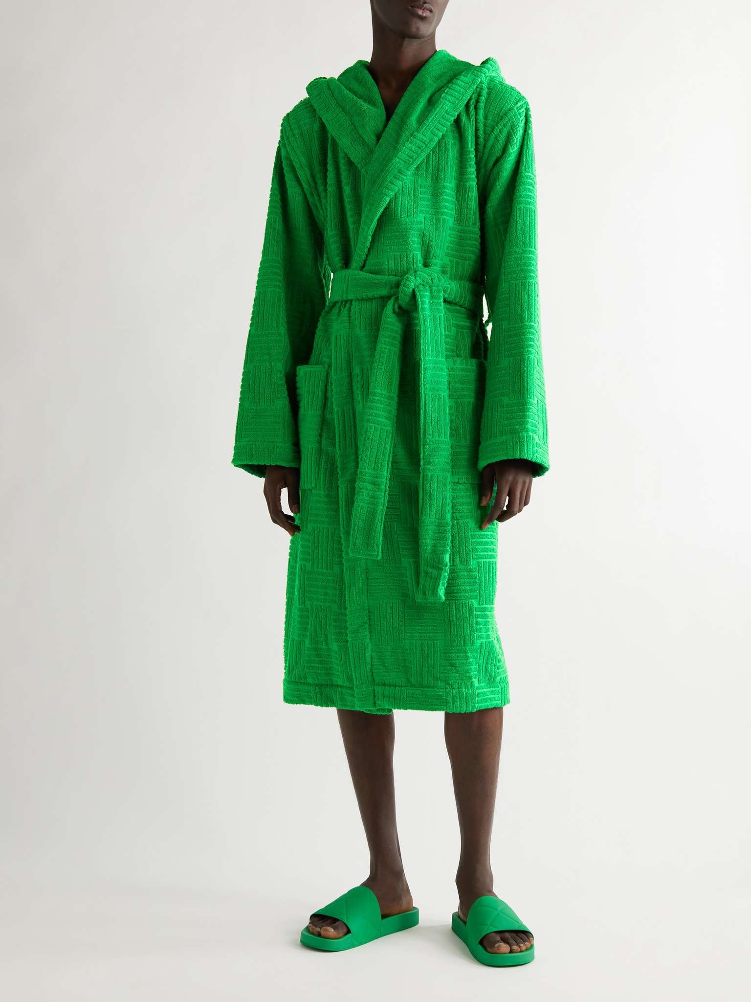 Intrecciato Cotton-Terry Hooded Robe - 2