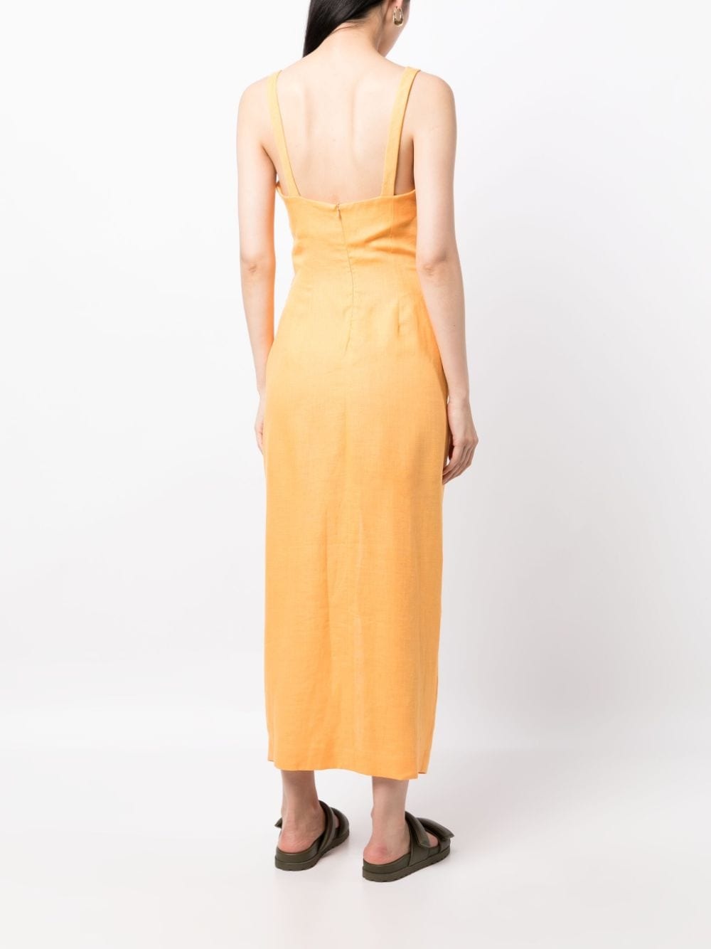 draped linen midi dress - 4