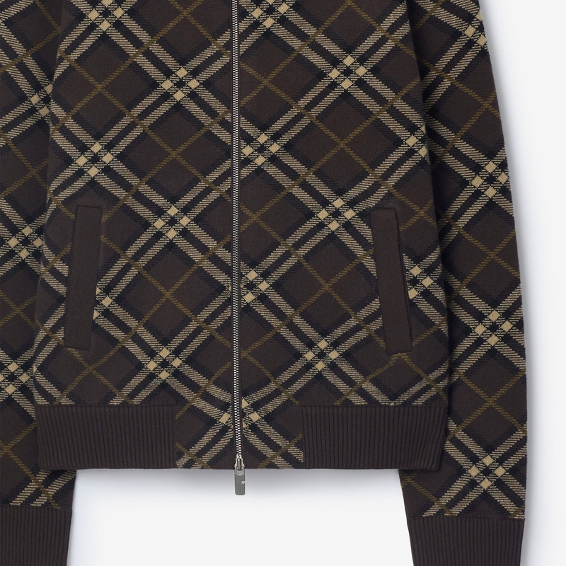 Check Wool Cashmere Bomber Jacket 4