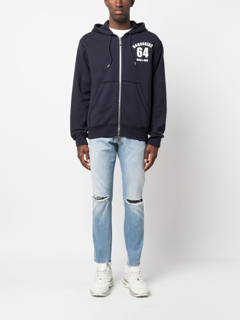 DSQUARED2 logo-print zip-fastening hoodie outlook